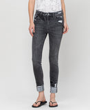 Cement - High Rise Cuffed Skinny Jeans