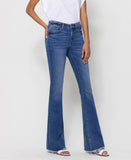 Right 45 degrees product image of Sunfaded - Mid Rise Mini Flare Jeans with Raw Hem