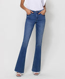 Front product images of Sunfaded - Mid Rise Mini Flare Jeans with Raw Hem