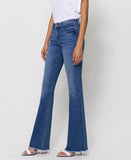 Left 45 degrees product image of Sunfaded - Mid Rise Mini Flare Jeans with Raw Hem