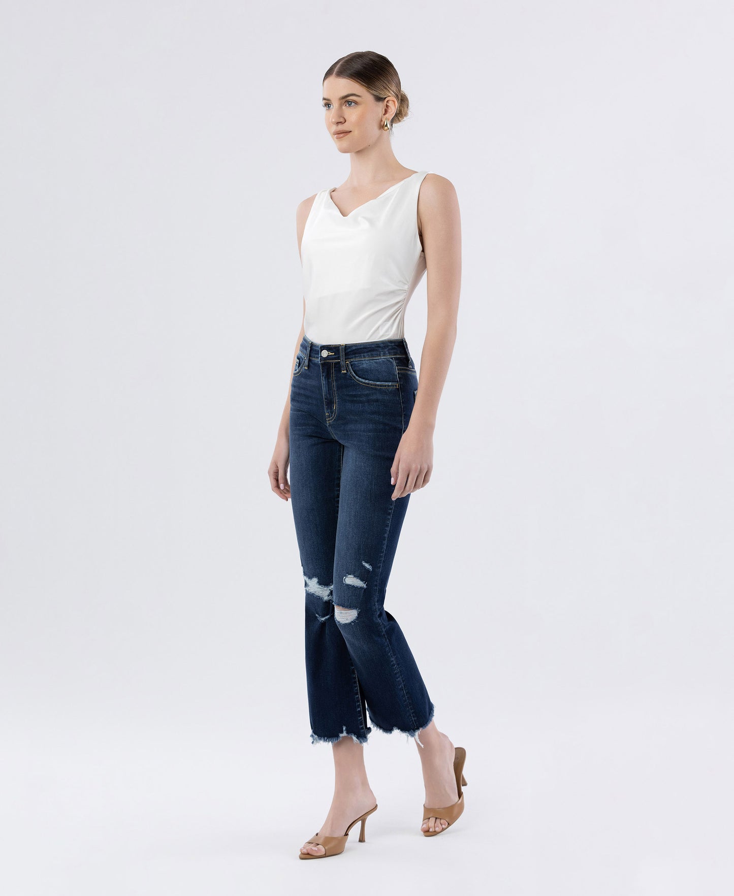 Left side product images of Decumaria - High Rise Crop Flare Jeans