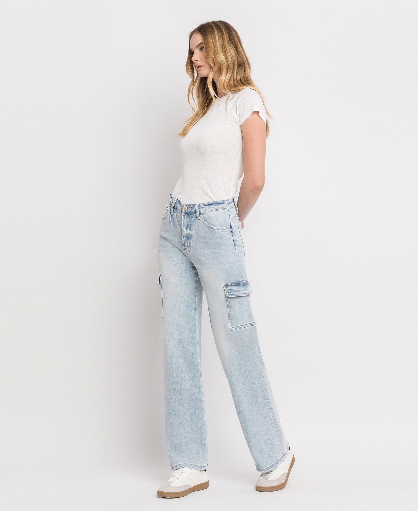 Left 45 degrees product image of Reverent - Super High Rise 90's Vintage Utility Straight Jeans