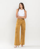 Golden Brown - High Rise Utility Cargo Wide Leg Jeans