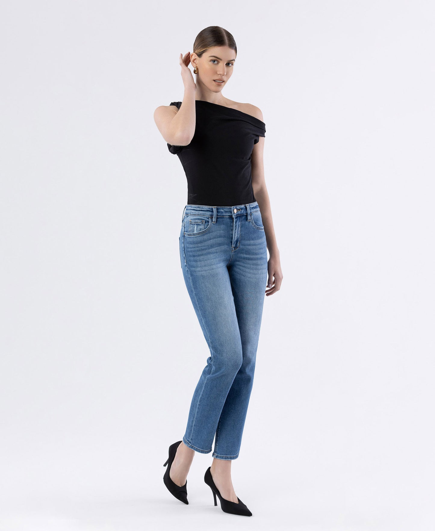 Defeat - High Rise Slim Straight Jeans