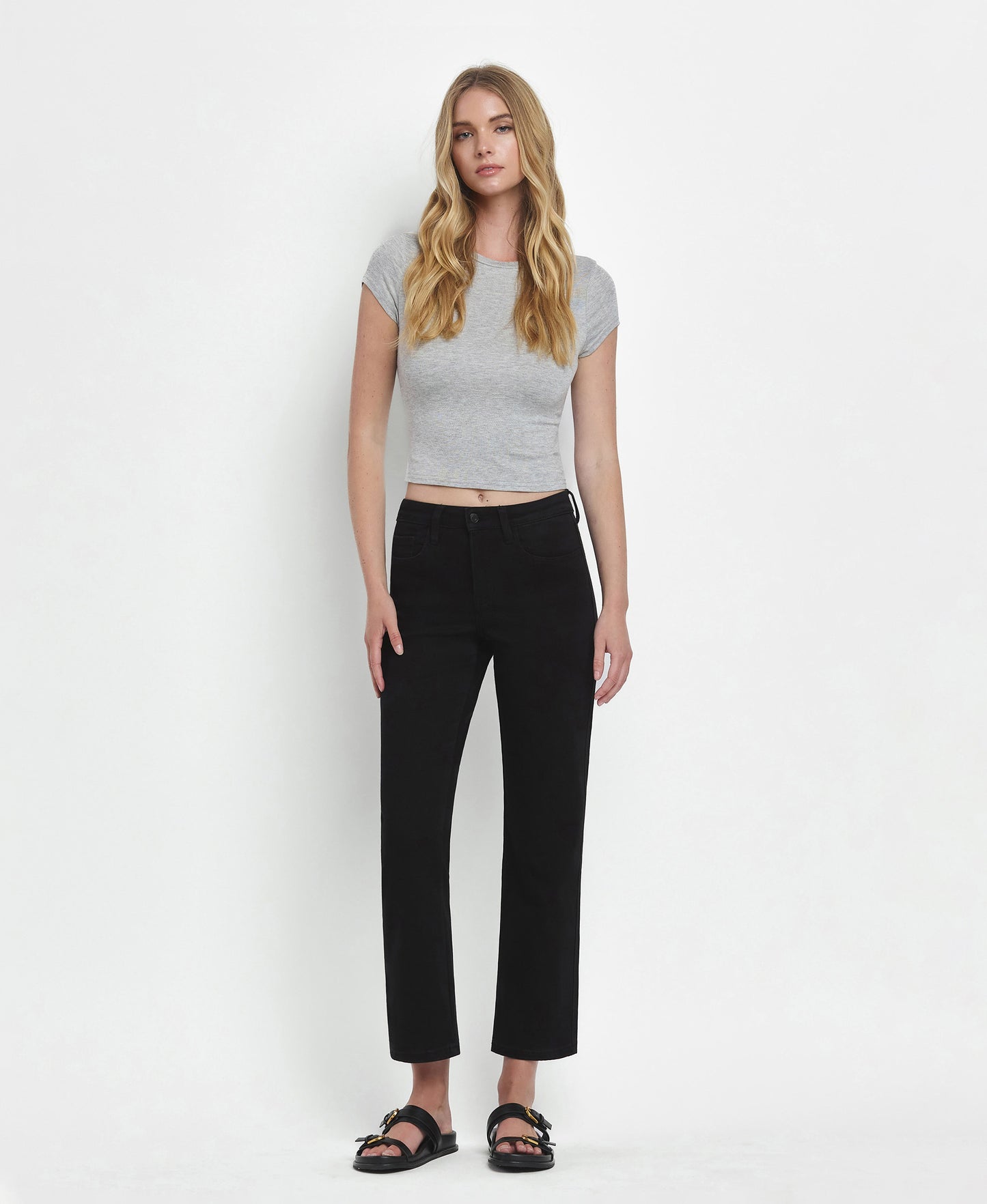 Front product images of Catchy - High Rise Ankle Straight Jeans