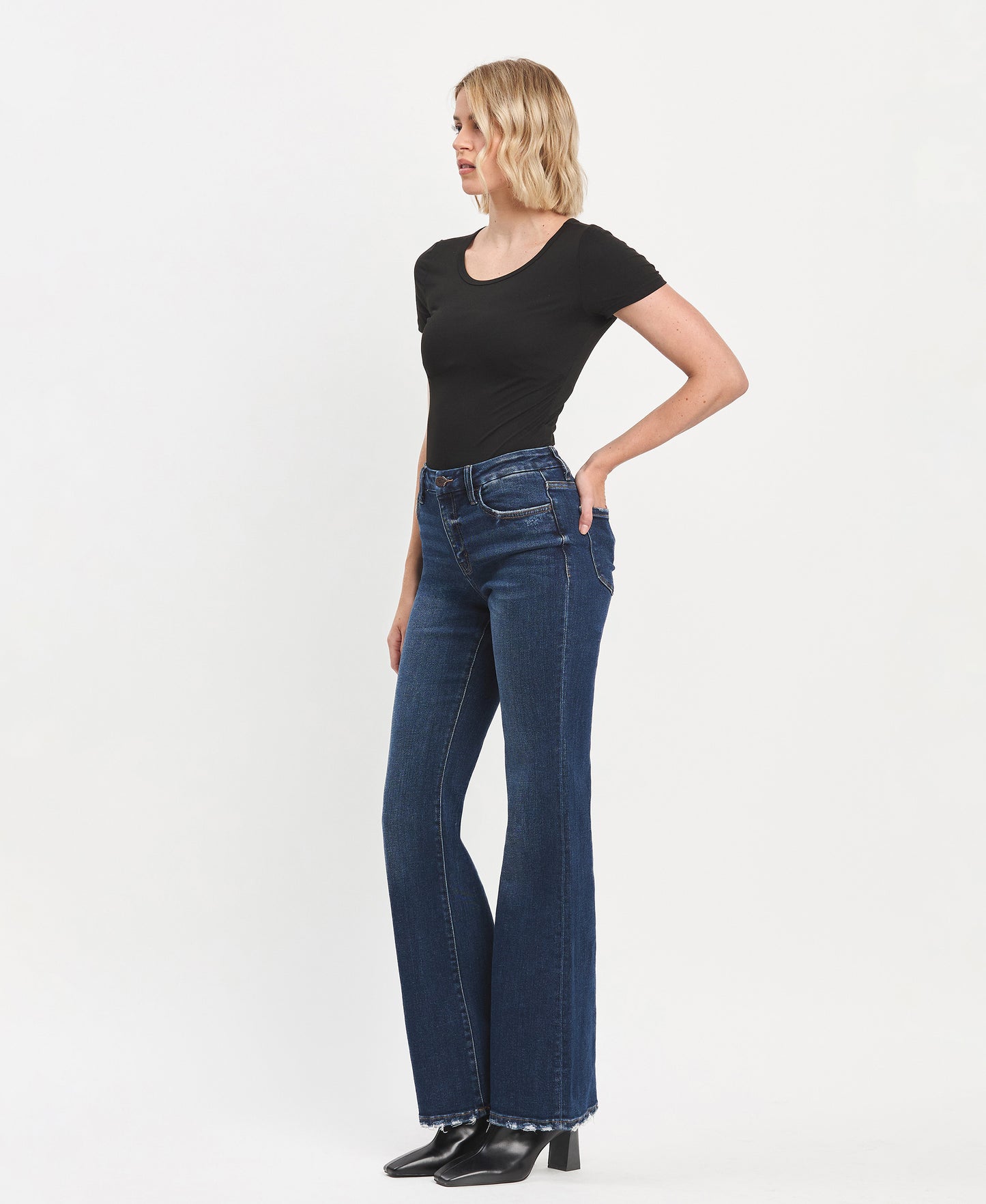Left 45 degrees product image of Restructure - High Rise Relaxed Flare Jeans