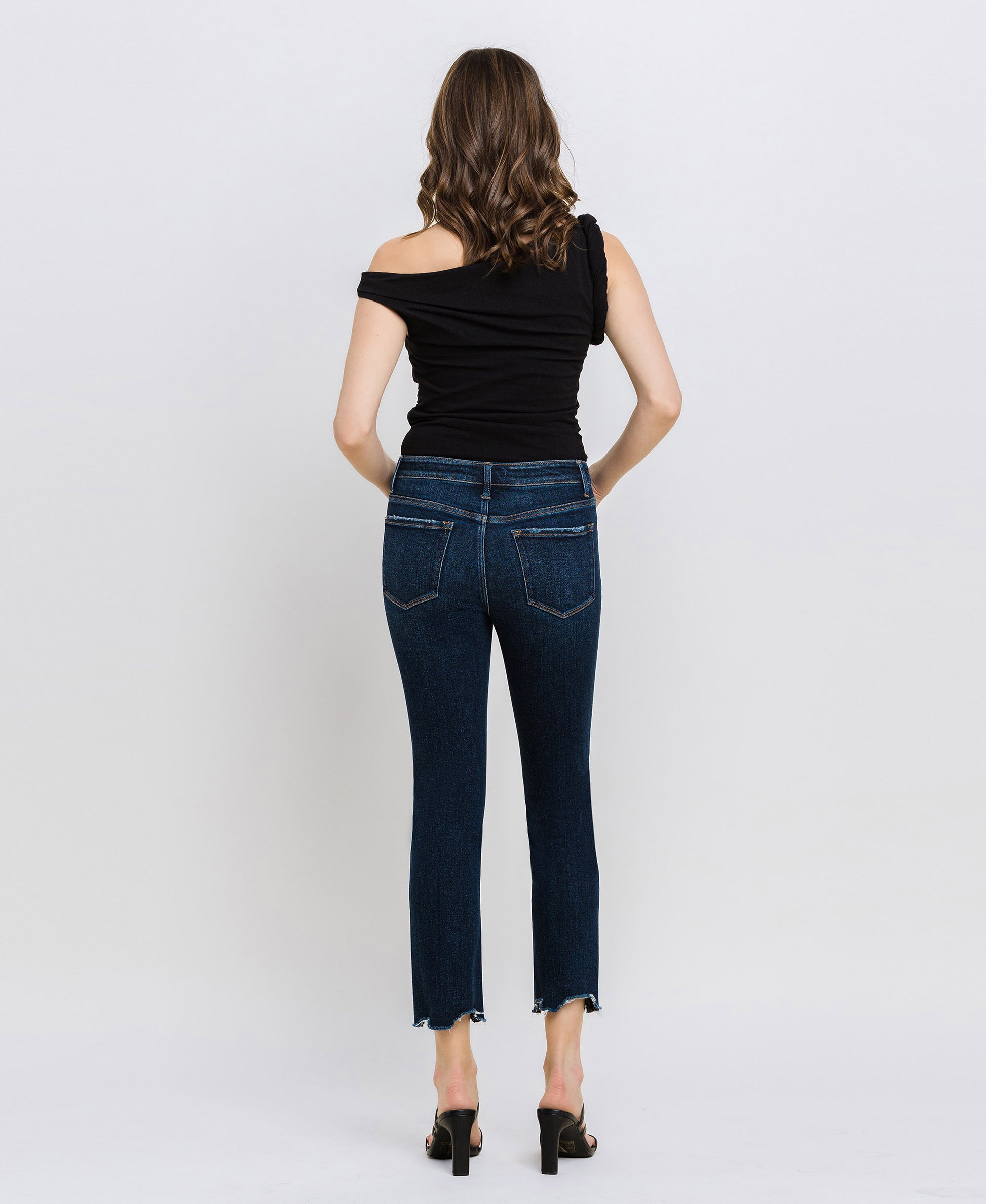 Back product images of Issue Free - Mid Rise Crop Slim Straight Jeans