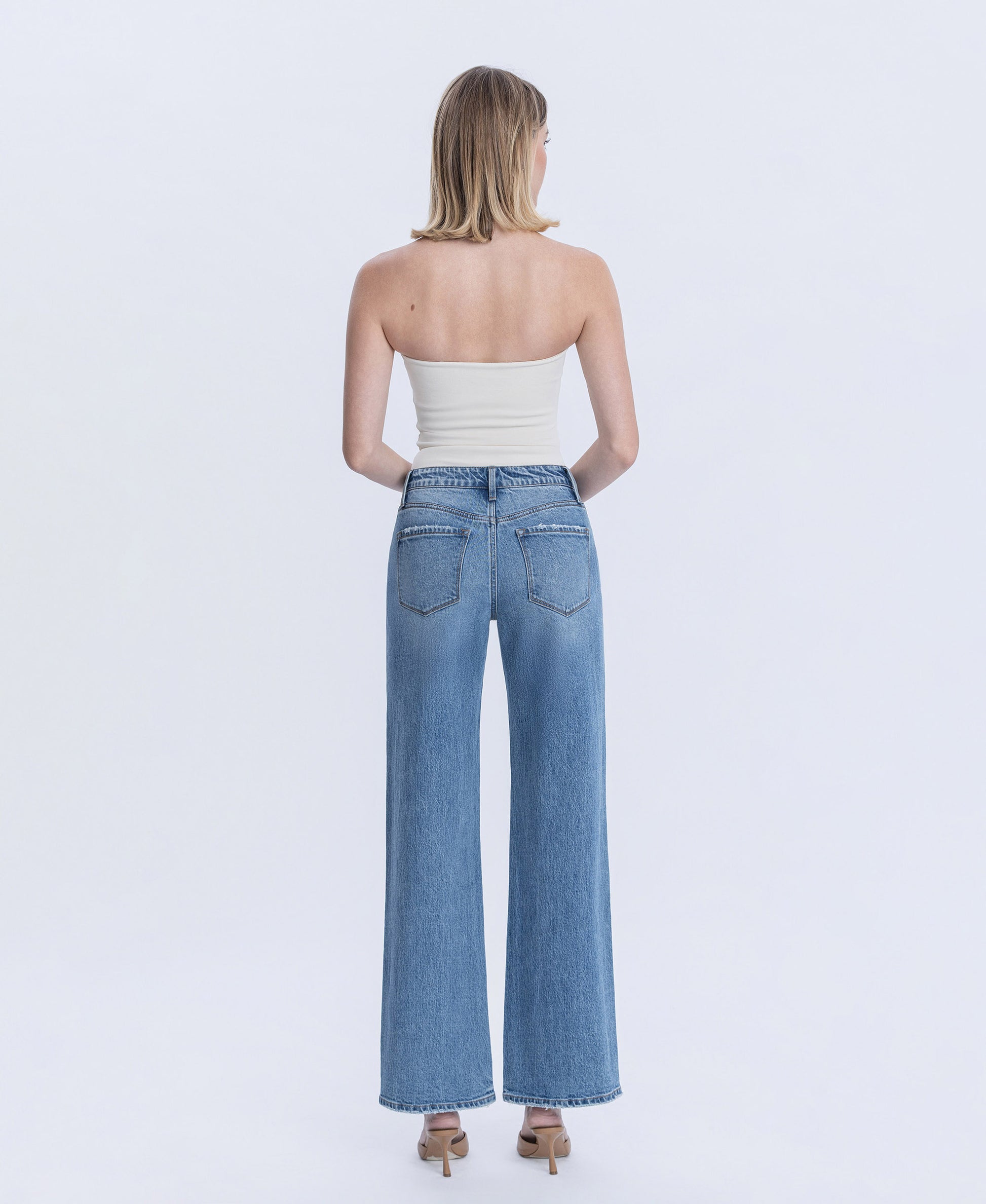 Back product images of Astonishing - High Rise Full Length Wide Leg Jeans