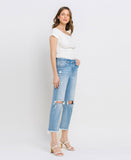Right 45 degrees product image of Torne River - High Rise Raw Crop Straight Jeans