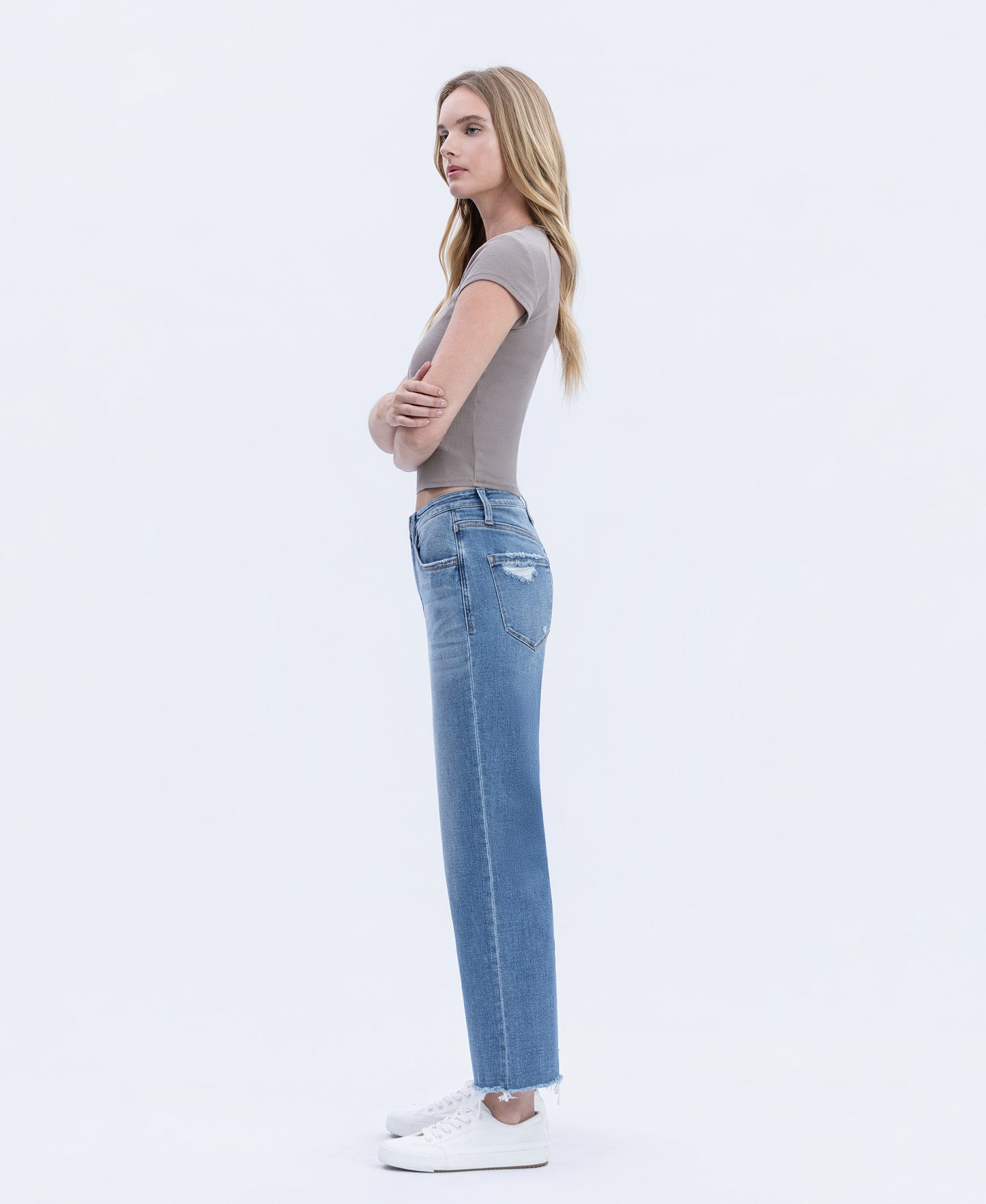 Left side product images of Evening Star - High Rise Ankle Dad Jeans