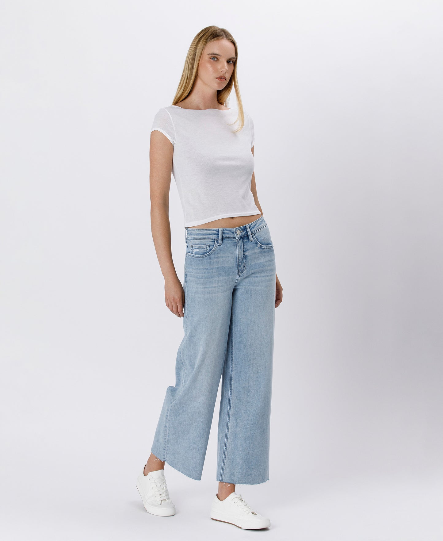 Right 45 degrees product image of Ben Rinnes - High Rise Wide Leg Jeans