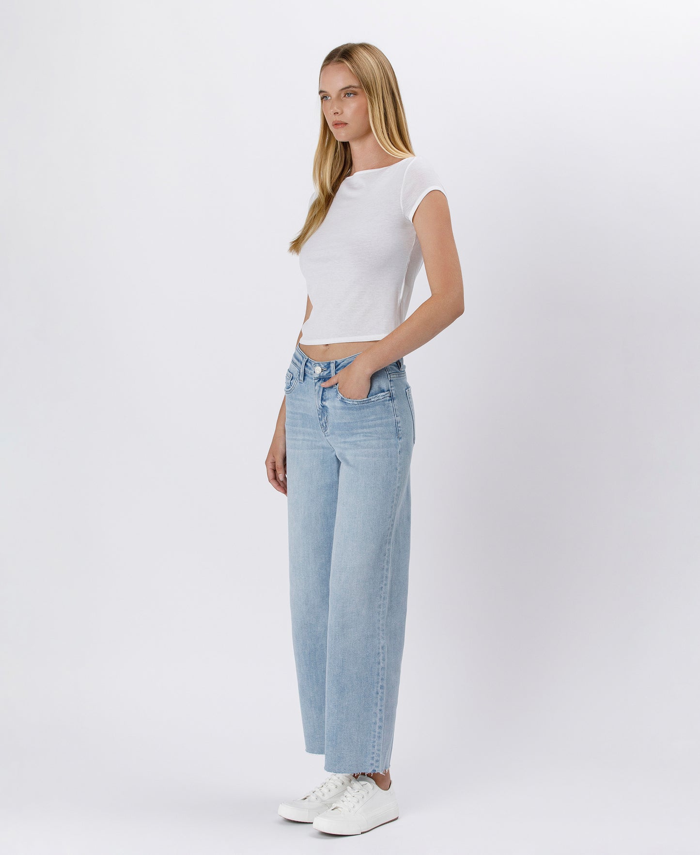 Left 45 degrees product image of Ben Rinnes - High Rise Wide Leg Jeans