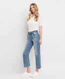 Left 45 degrees product image of Blink - High Rise Distressed Cropped Straight Jeans