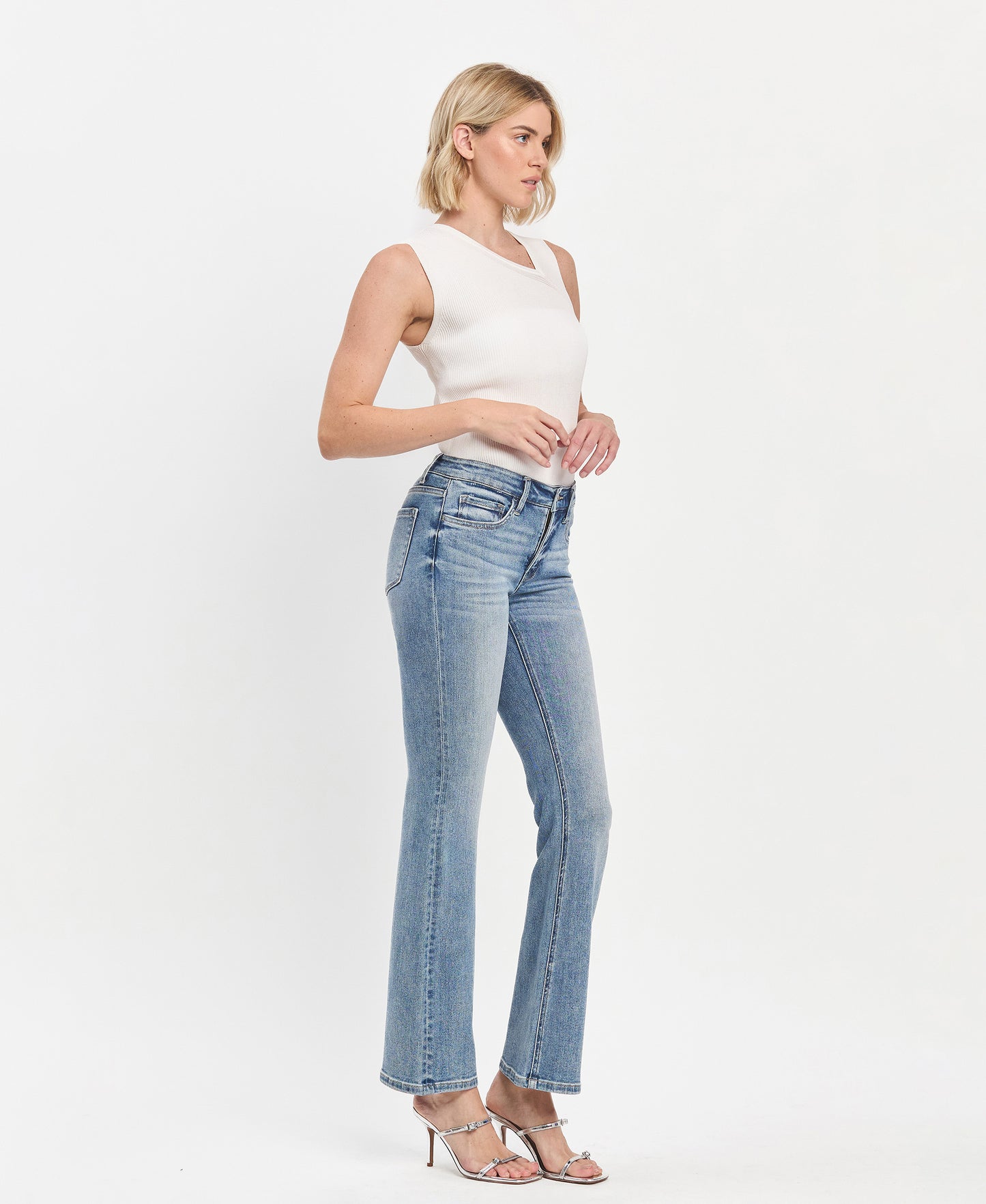 Right 45 degrees product image of Futuristic - Mid Rise Full Length Bootcut Jeans