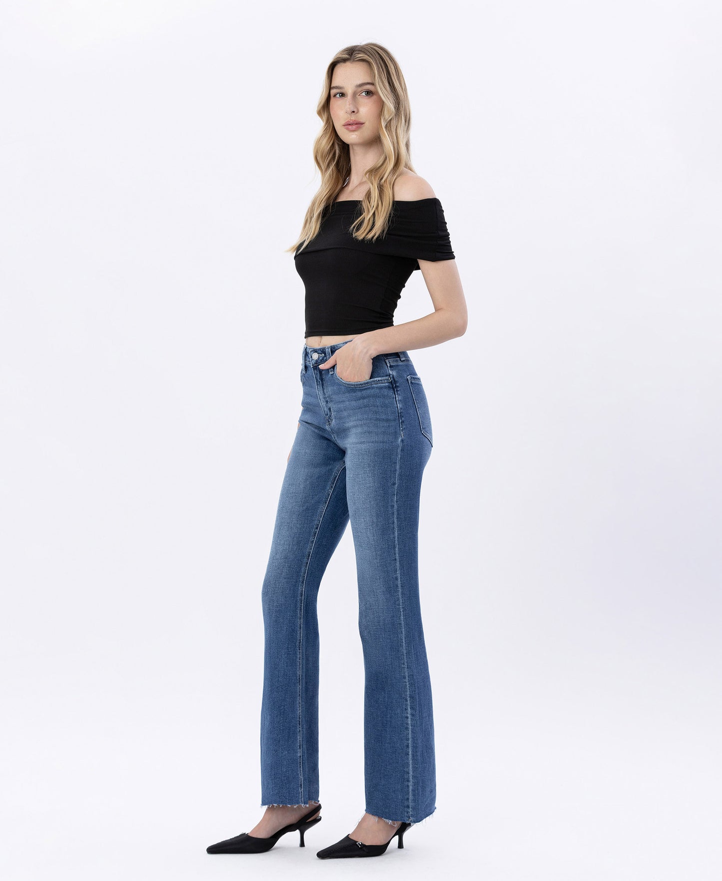 Left 45 degrees product image of Hail - High Rise Relaxed Flare Jeans