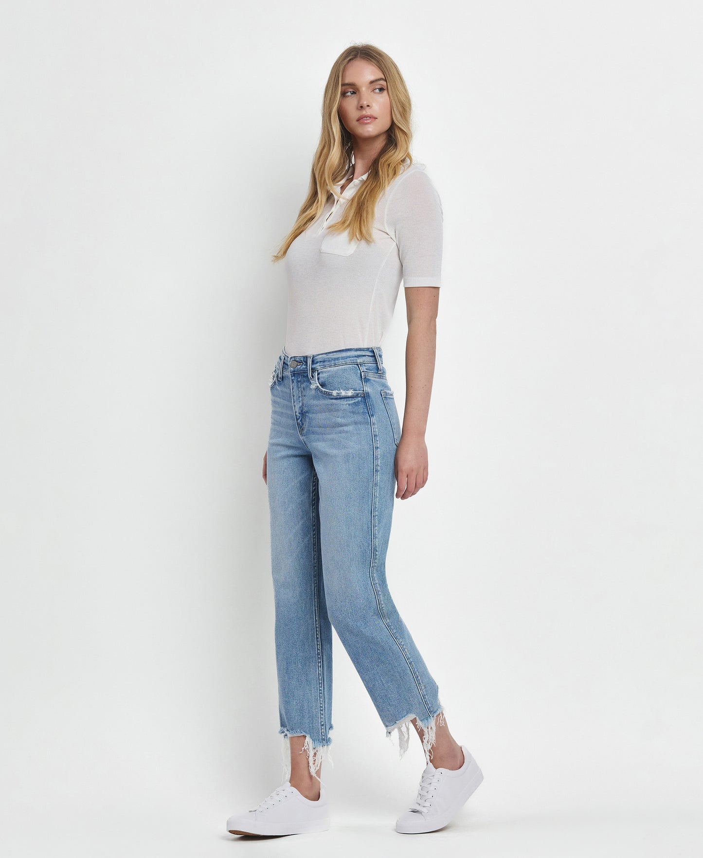 Left 45 degrees product image of Fondly - High Rise Regular Straight Jeans