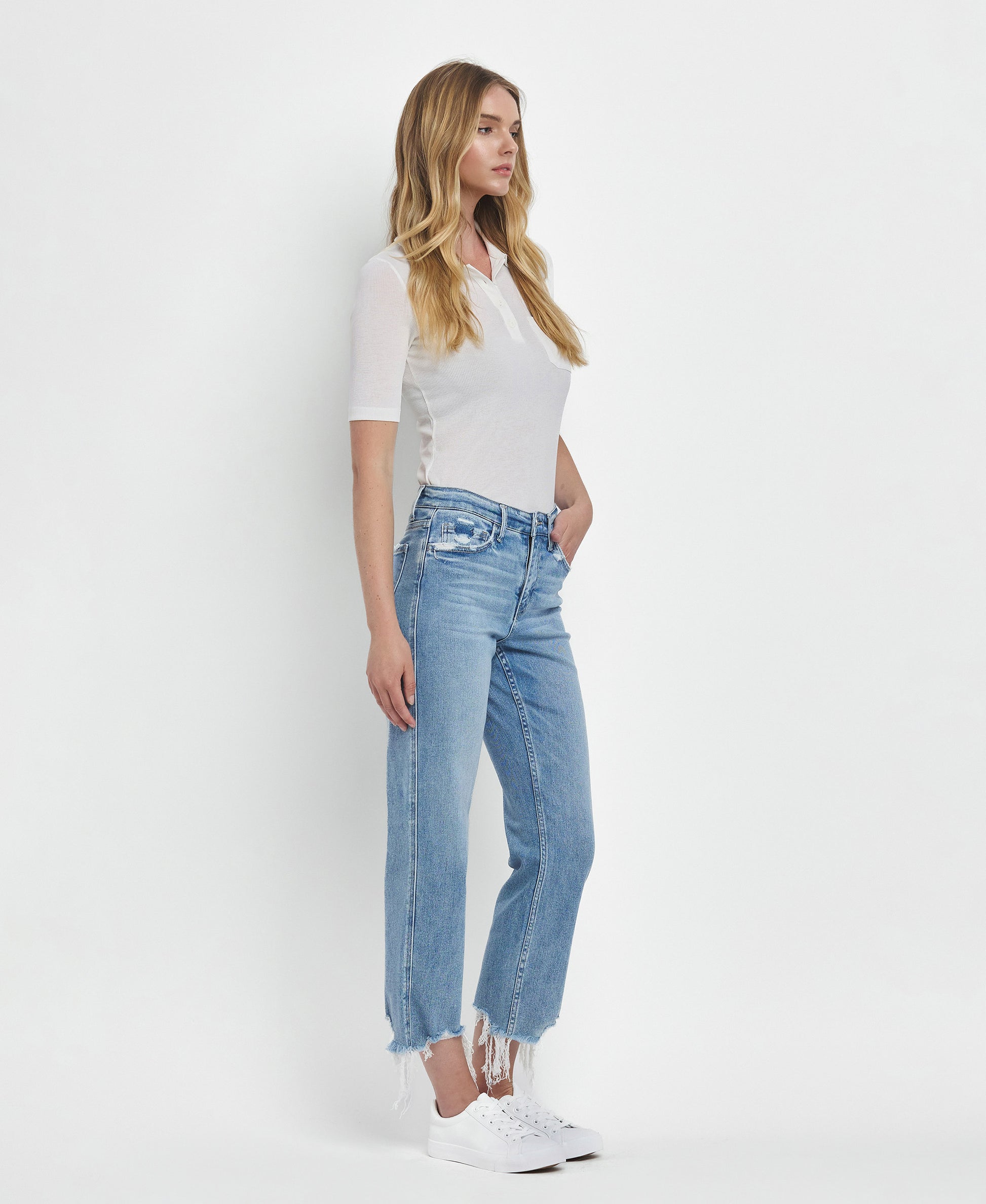 Right 45 degrees product image of Fondly - High Rise Regular Straight Jeans