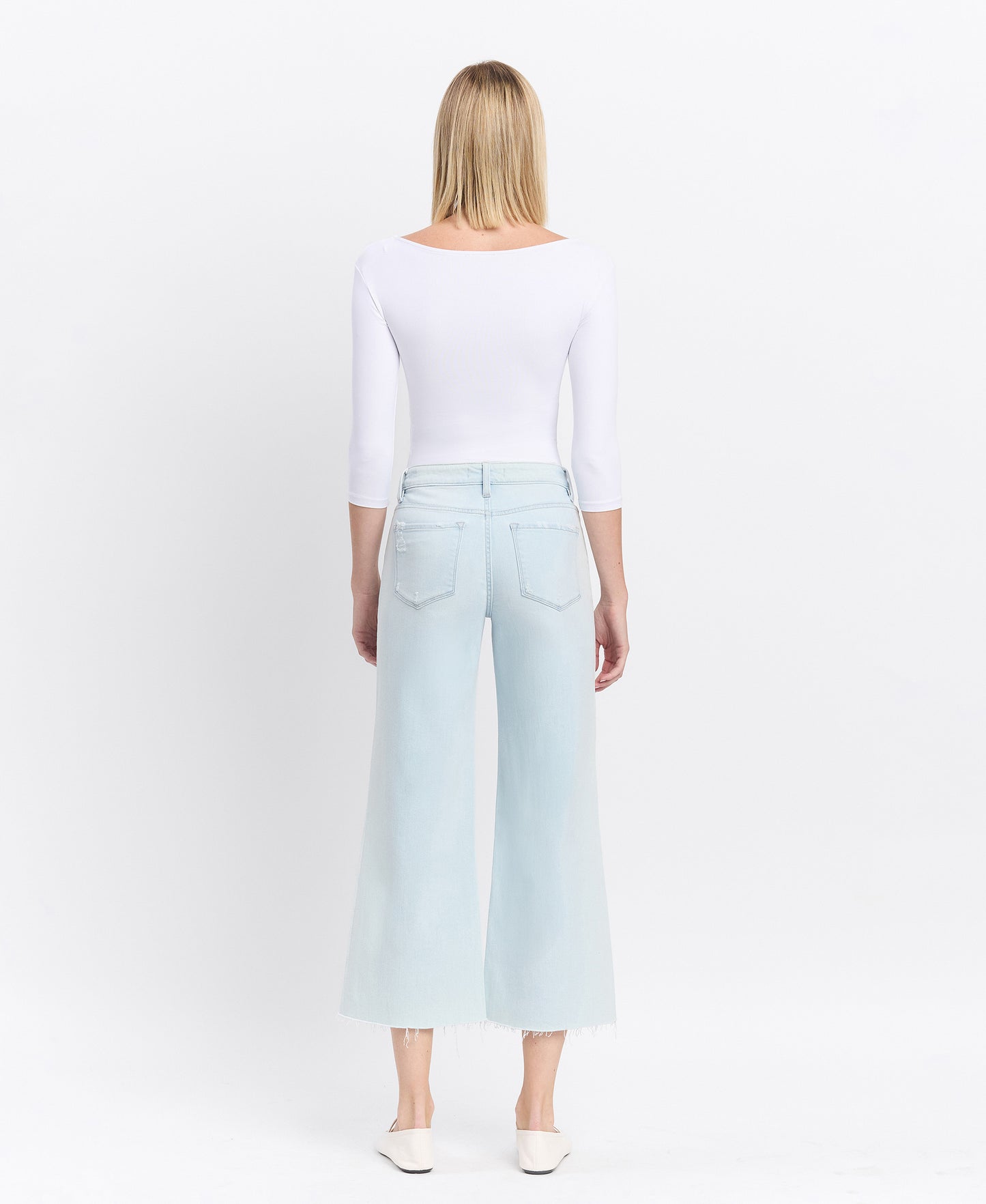 Back product images of Cleared - High Rise Crop Wide Leg Jeans