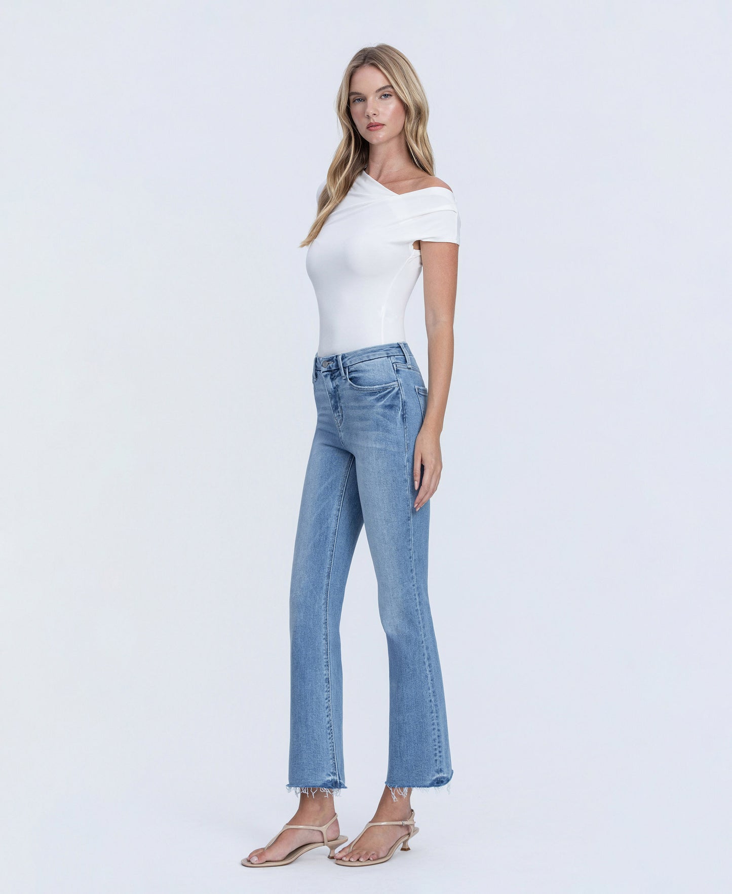 Left 45 degrees product image of Pleasantly - High Rise Kick Flare Jeans