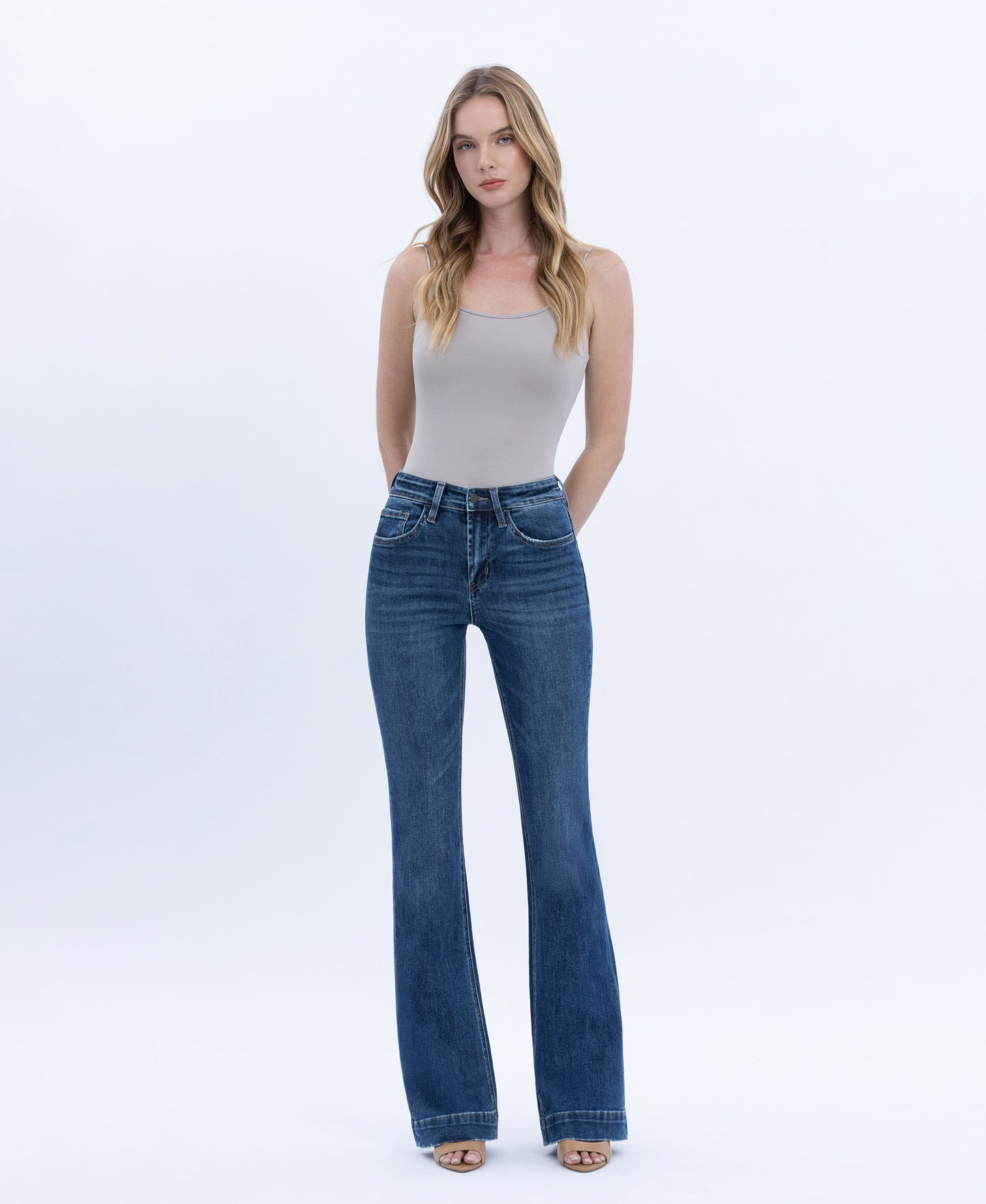 Front product images of Sustainability - High Rise Trouser Hem Bootcut Jeans