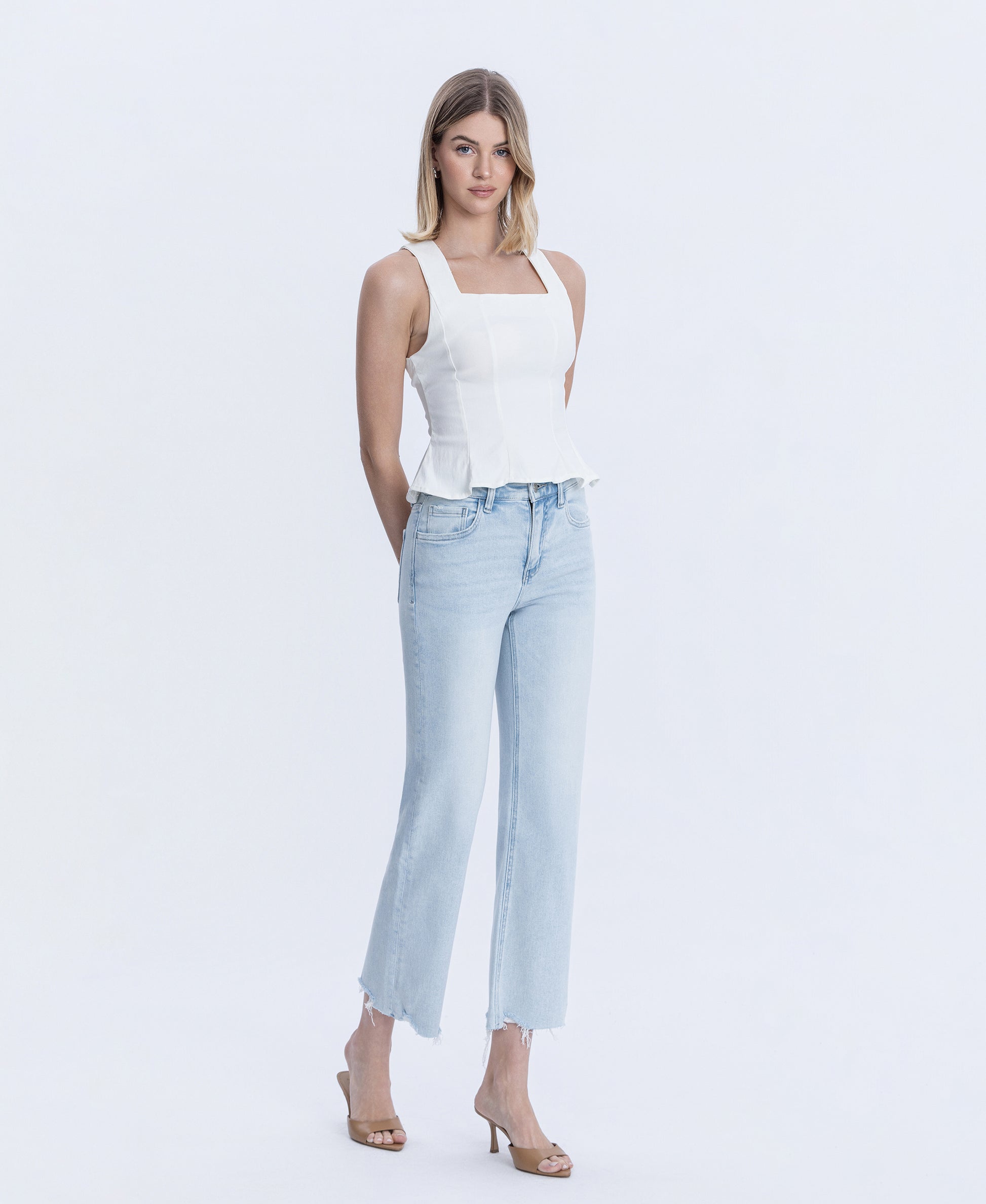 Right 45 degrees product image of Meritorious - High Rise Slim Wide Leg Jeans