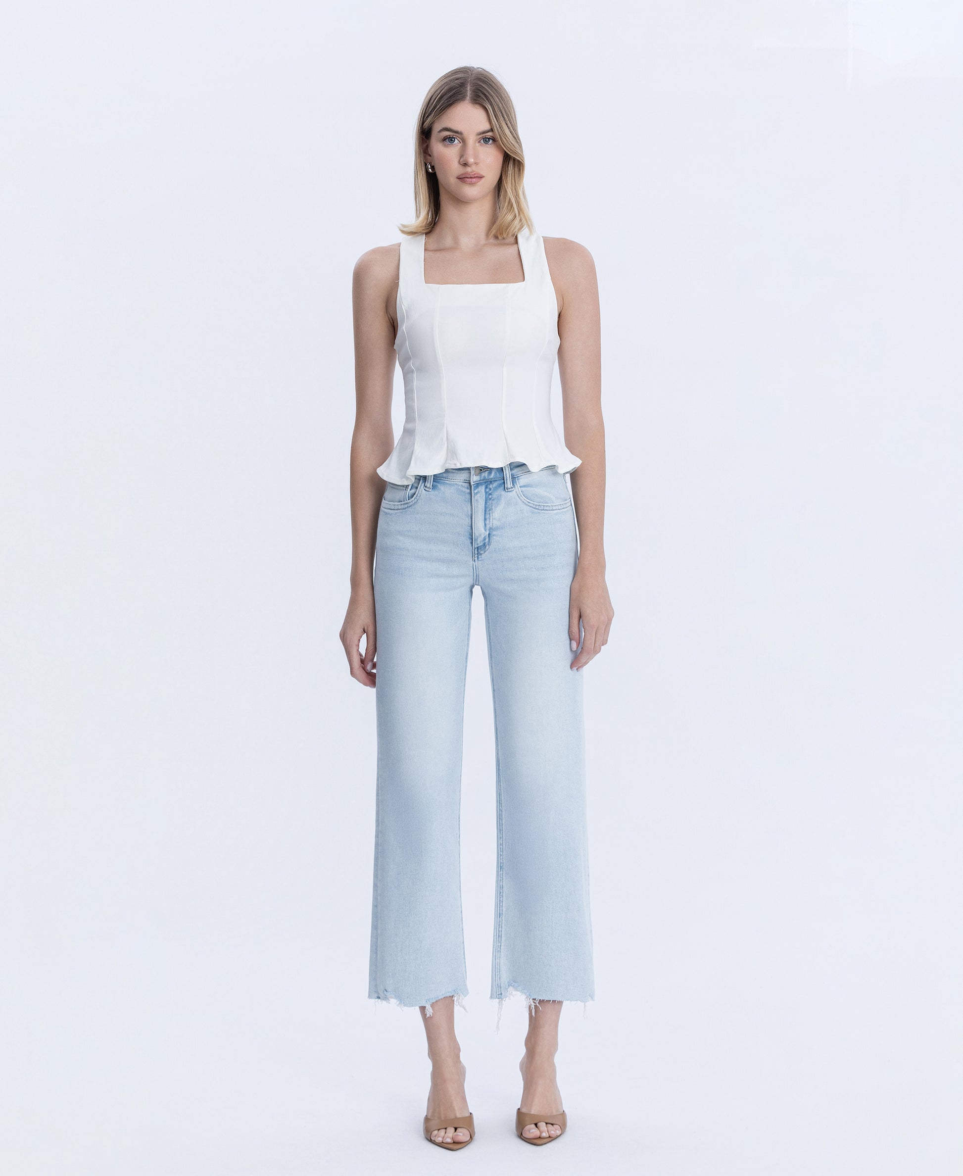 Front product images of Meritorious - High Rise Slim Wide Leg Jeans