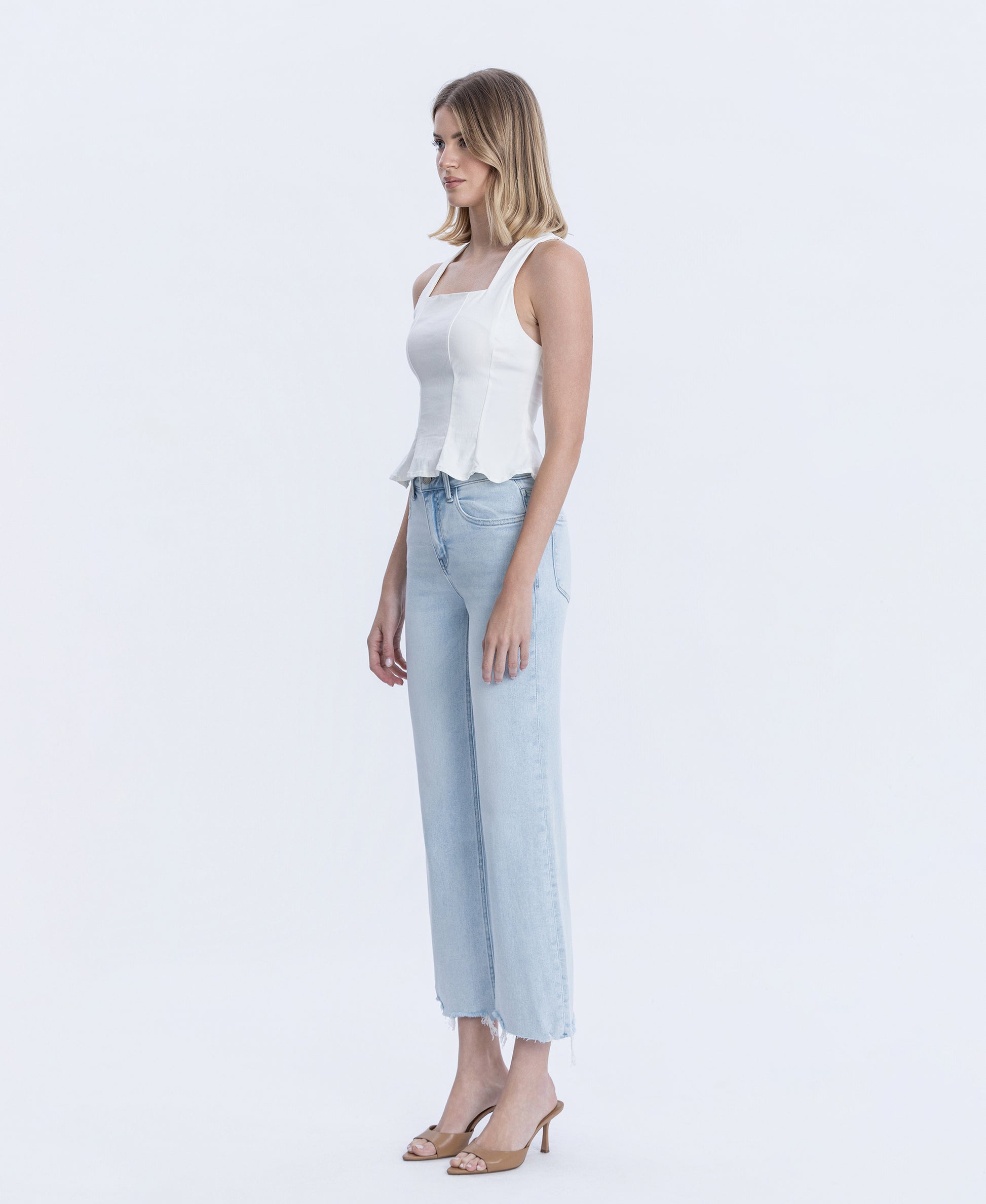 Left 45 degrees product image of Meritorious - High Rise Slim Wide Leg Jeans