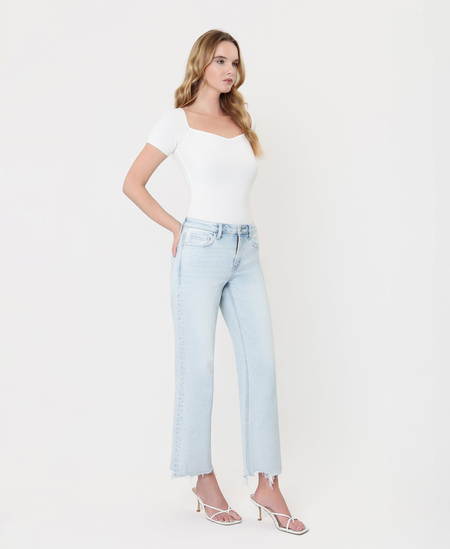 Right 45 degrees product image of Meritorious - High Rise Slim Wide Leg Jeans