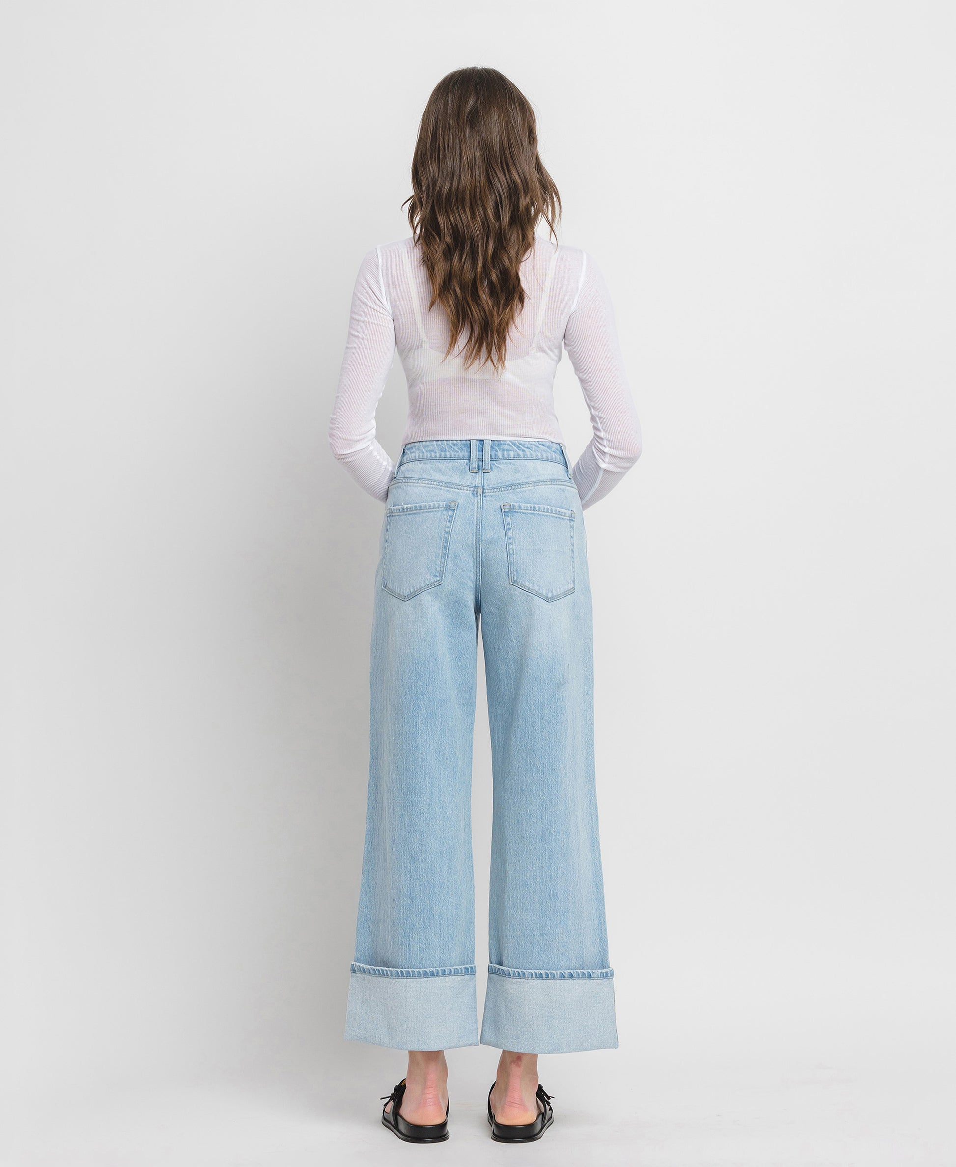 Back product images of Streamlined - Super High Rise Cuffed Baggy Wide Leg Jeans
