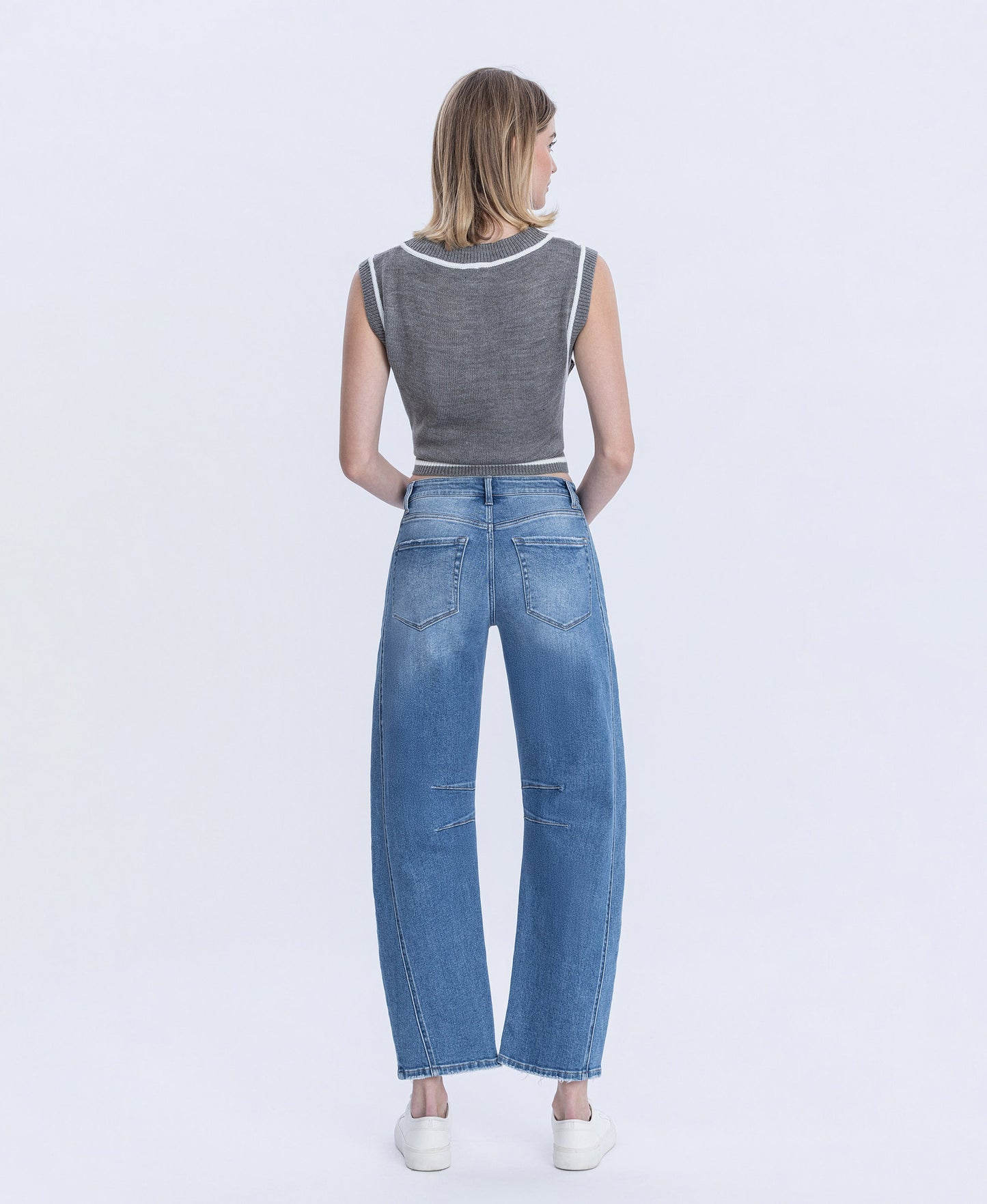 Back product images of Durability - High Rise Crop Barrel Jeans