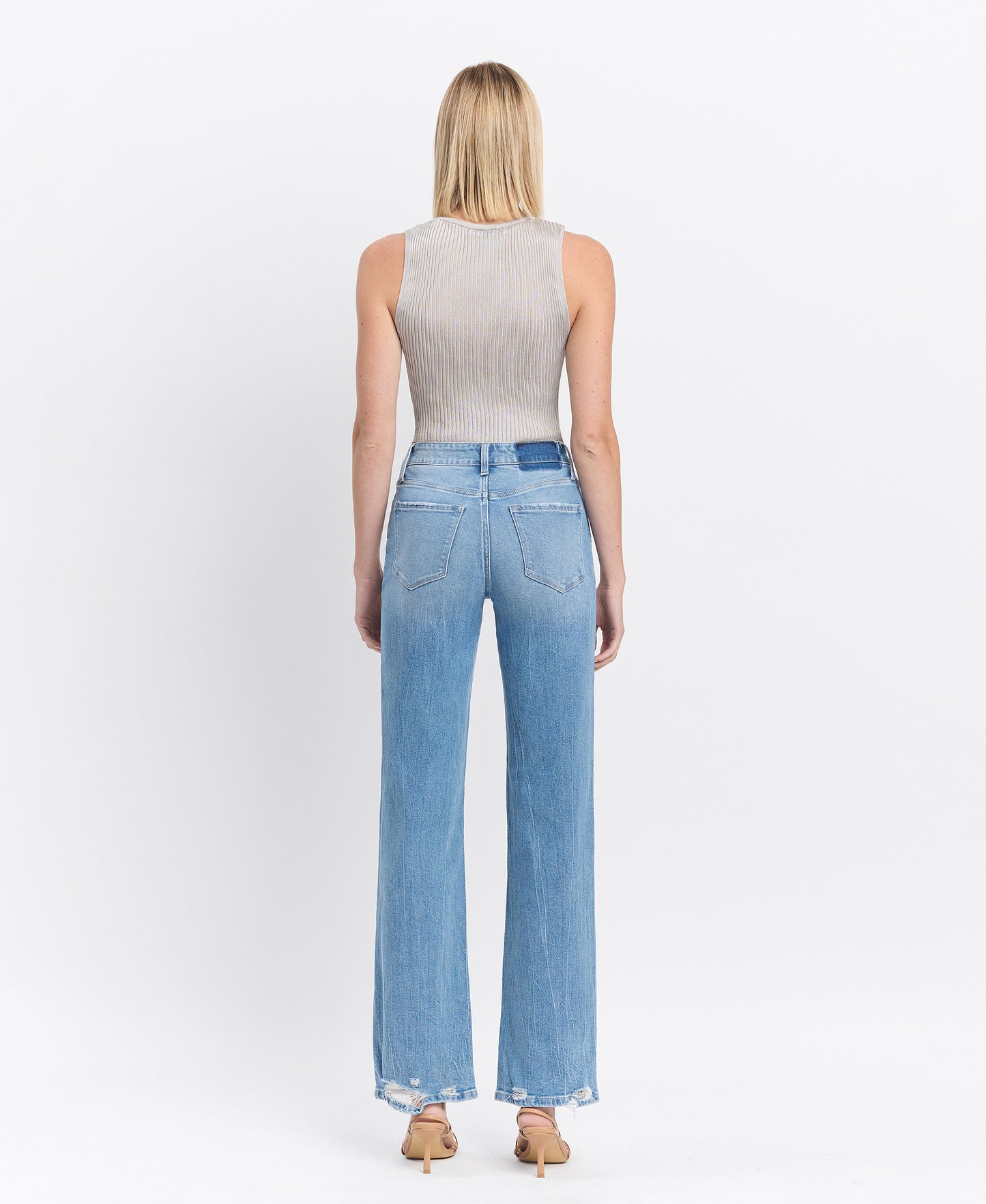 Back product images of Literary - High Rise Distressed Slim Wide Jeans