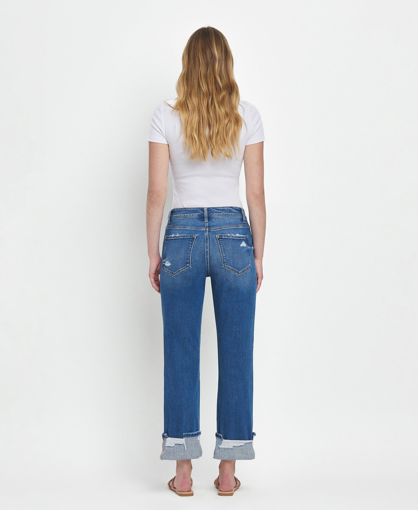 Daphne - High Rise Cuffed Straight Jeans