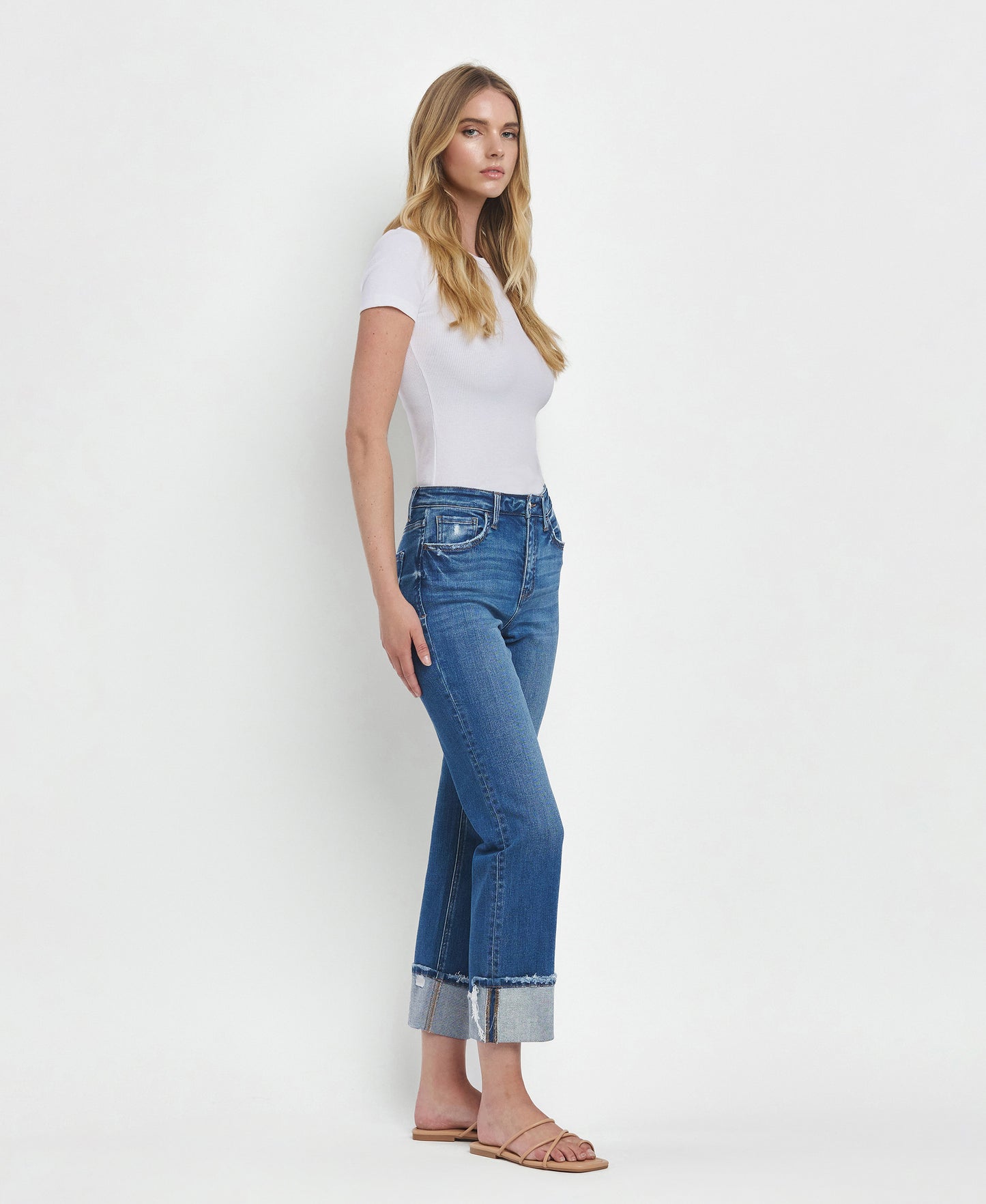 Daphne - High Rise Cuffed Straight Jeans