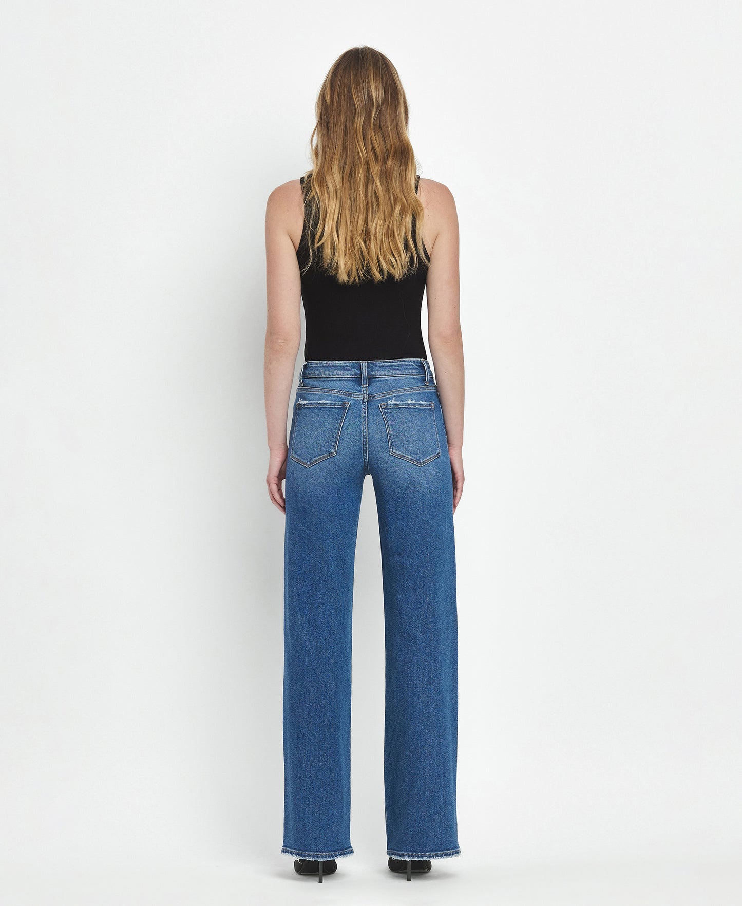 Back product images of Secure - Mid Rise Full Length Wide Leg Jeans