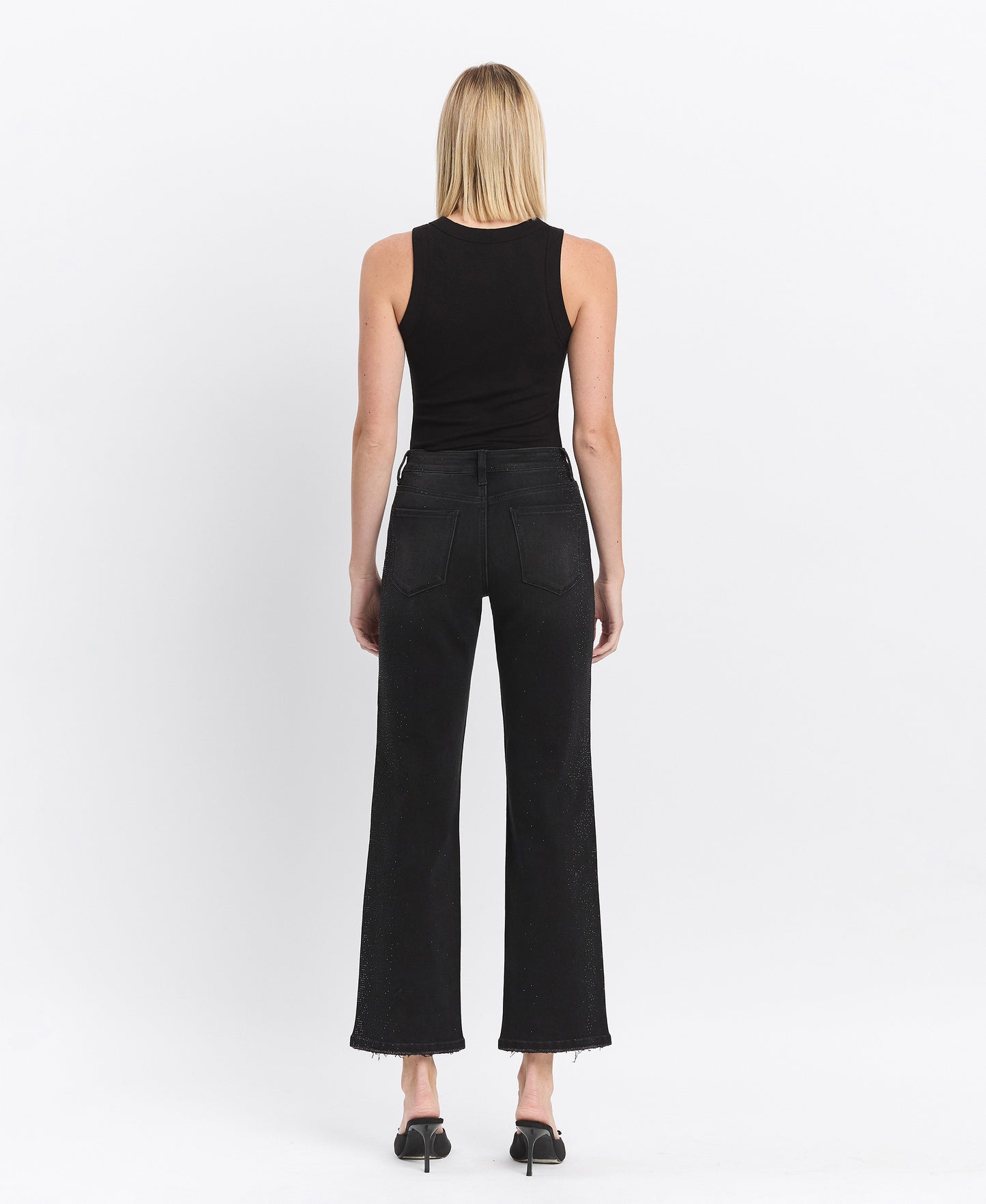 Back product images of Openness - High Rise Rhinestone Slim Wide Leg Jeans