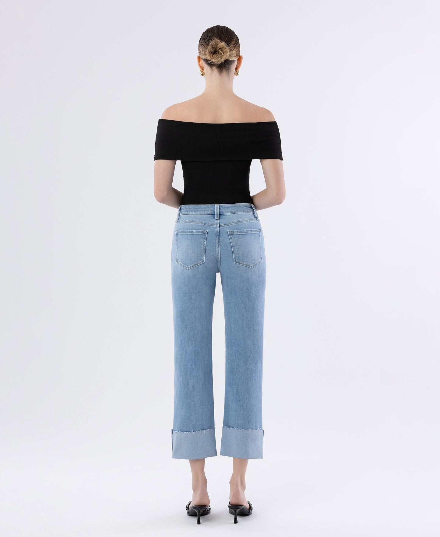 Back product images of Jude - High Rise Cuffed Crop Straight Jeans