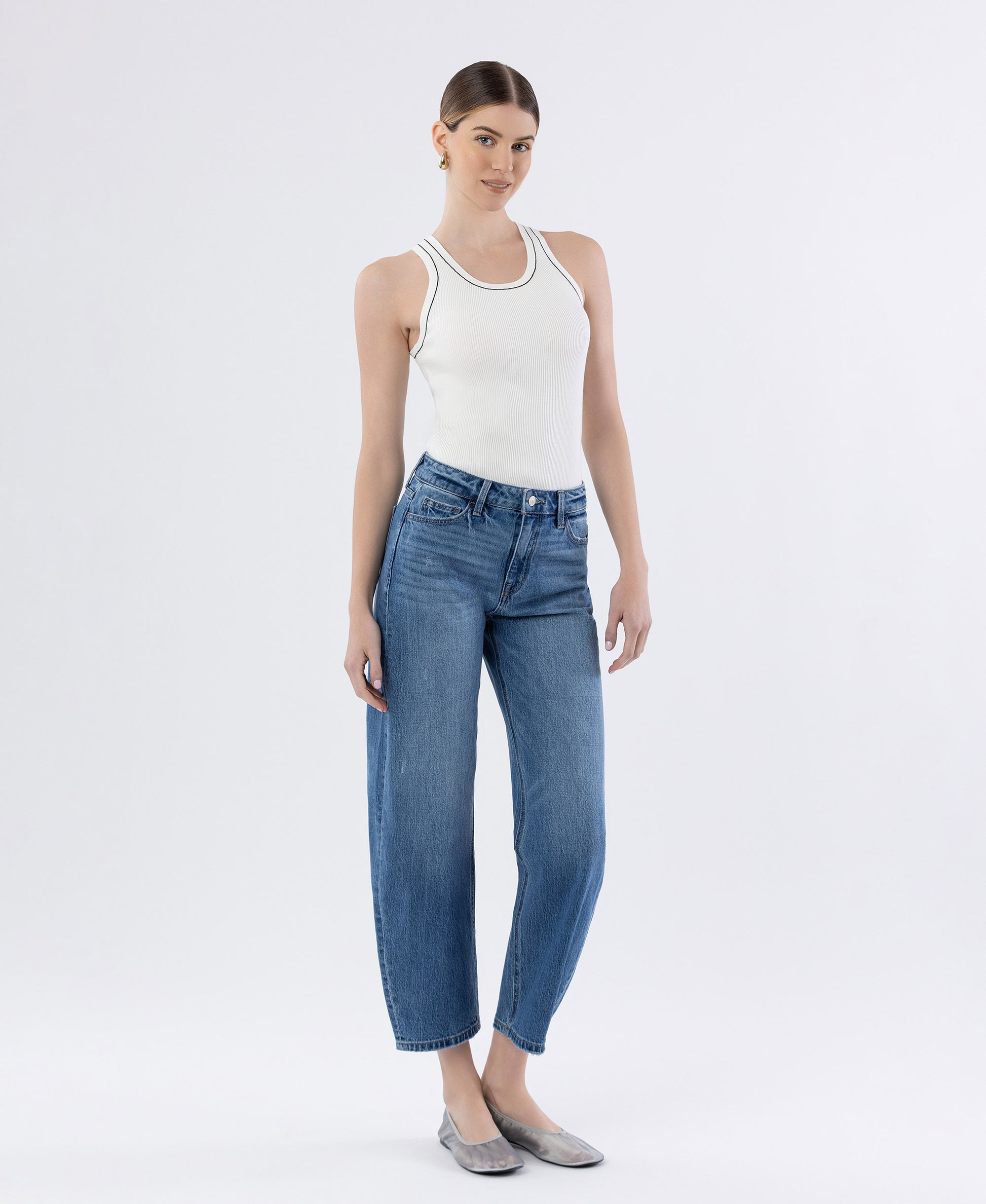Trasimeno - High Rise Barrel Jeans