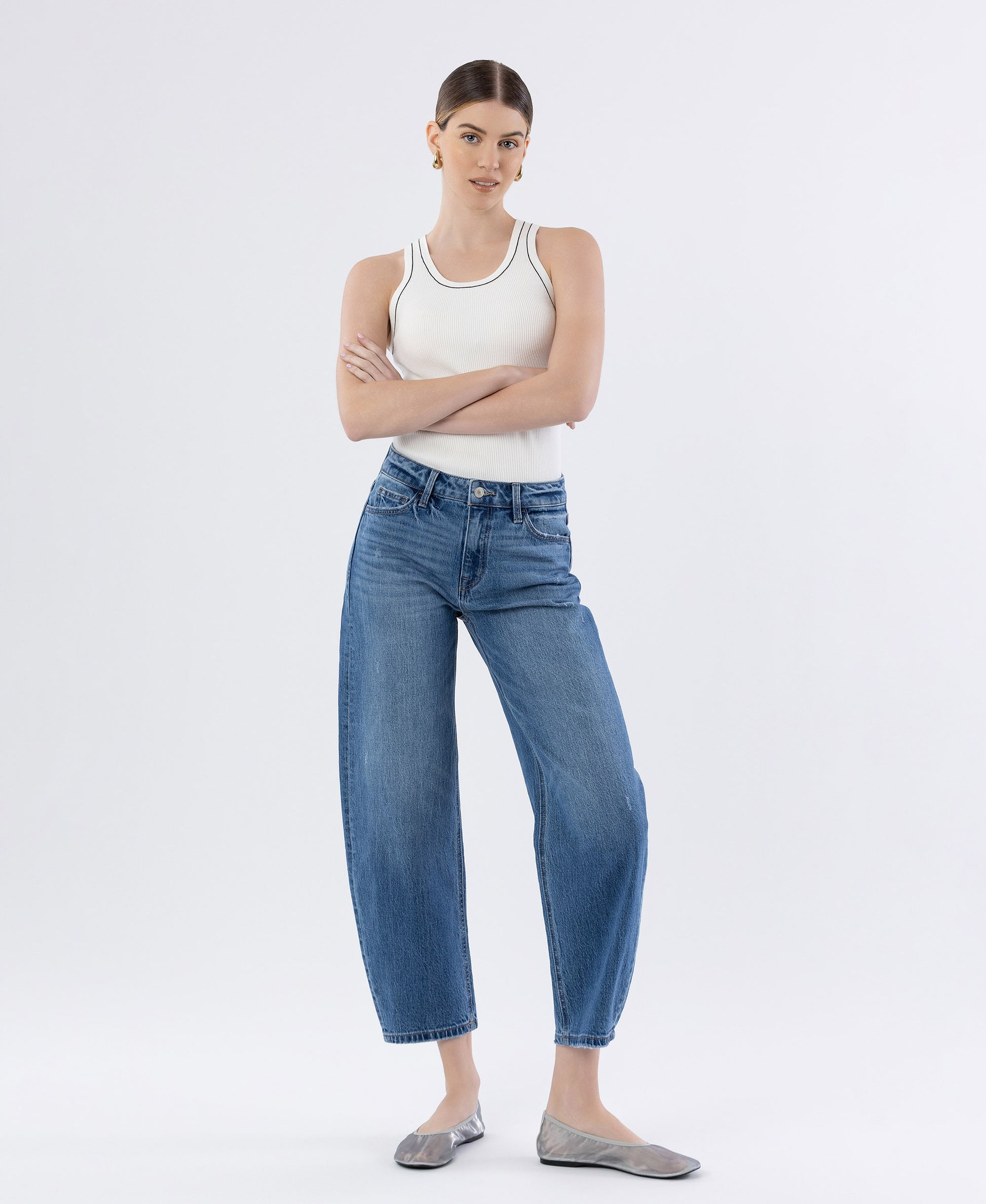 Trasimeno - High Rise Barrel Jeans