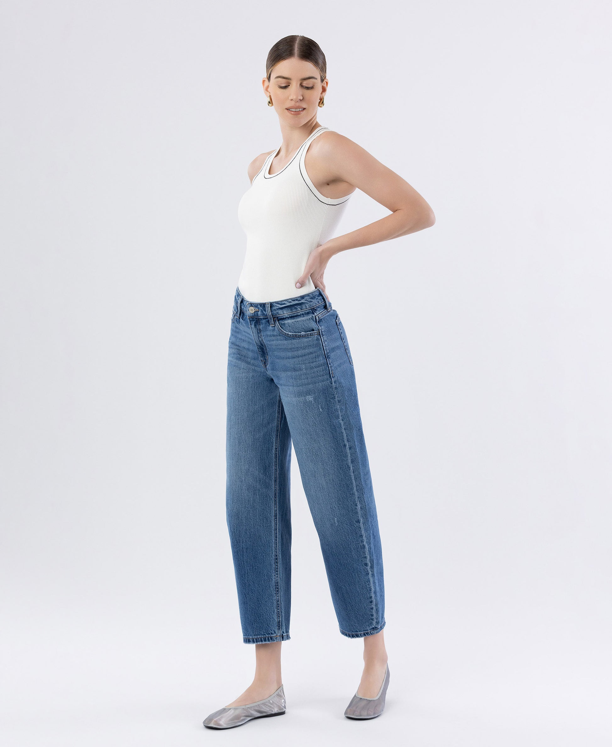 Trasimeno - High Rise Barrel Jeans