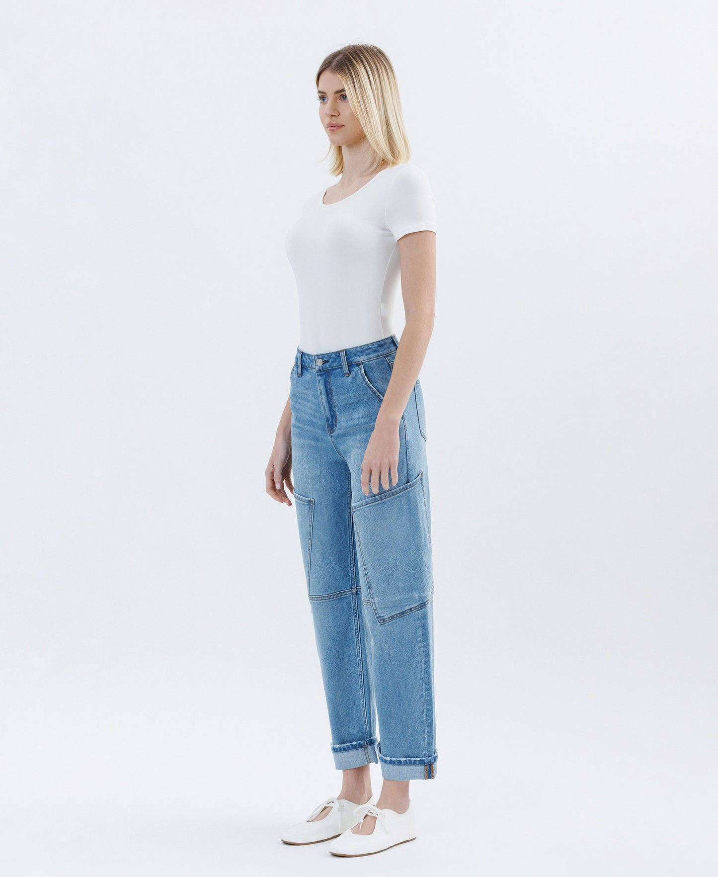 Left 45 degrees product image of Augustine - Super High Rise Utility Barrel Jeans