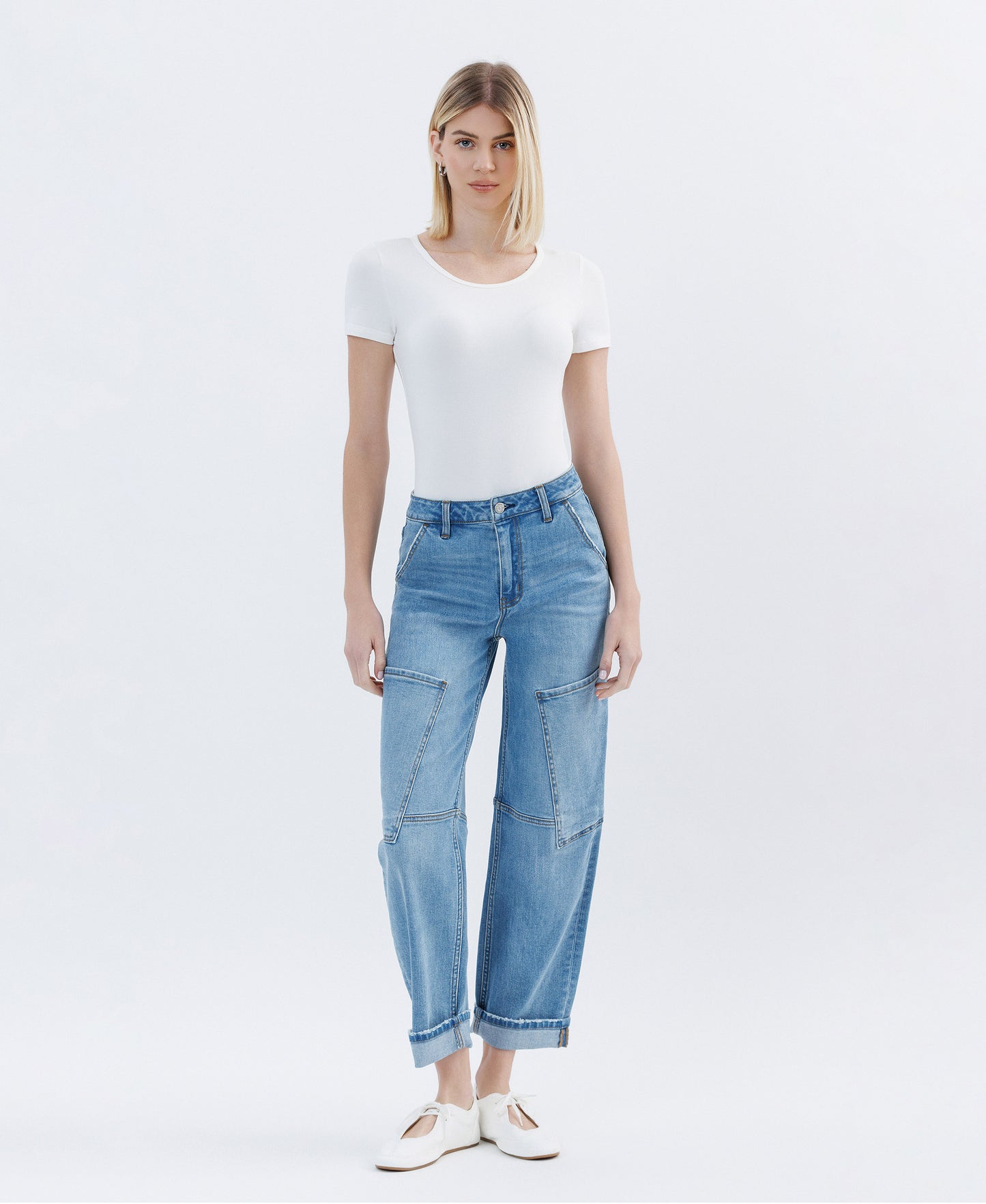 Front product images of Augustine - Super High Rise Utility Barrel Jeans