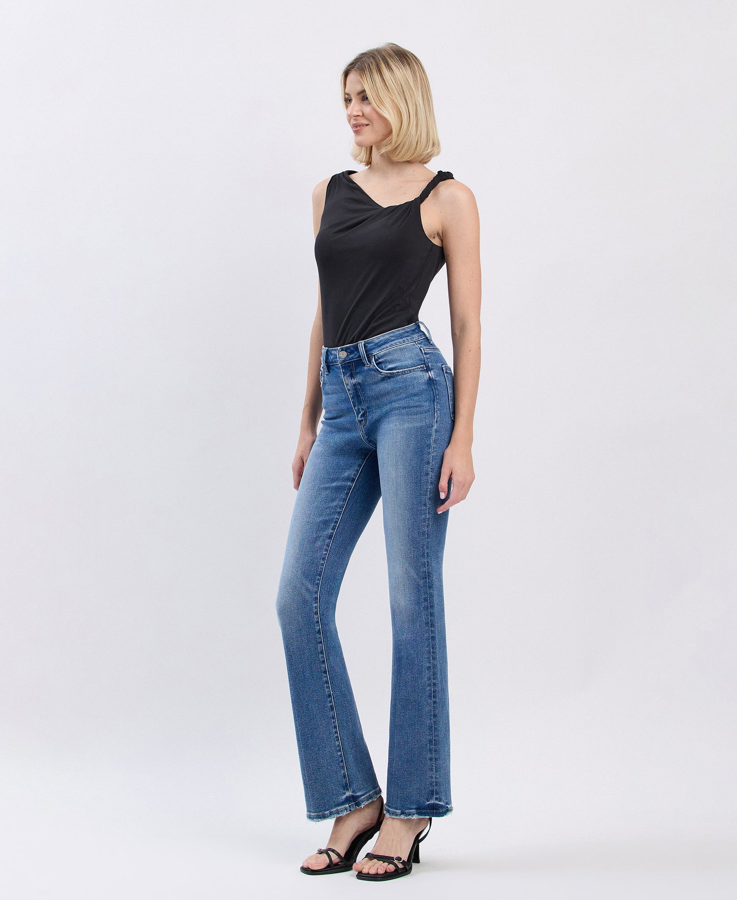 Left 45 degrees product image of Allison - High Rise Full Length Bootcut Jeans