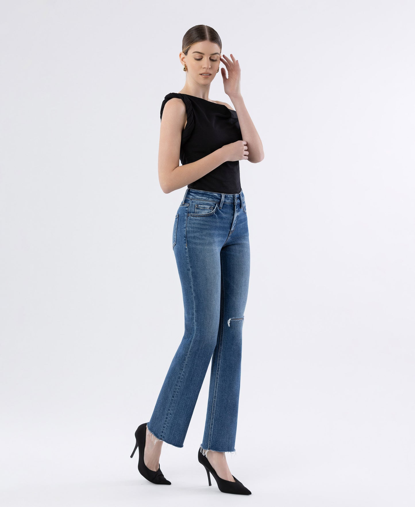 Midnight In Paris - High Rise Raw Hem Straight Jeans