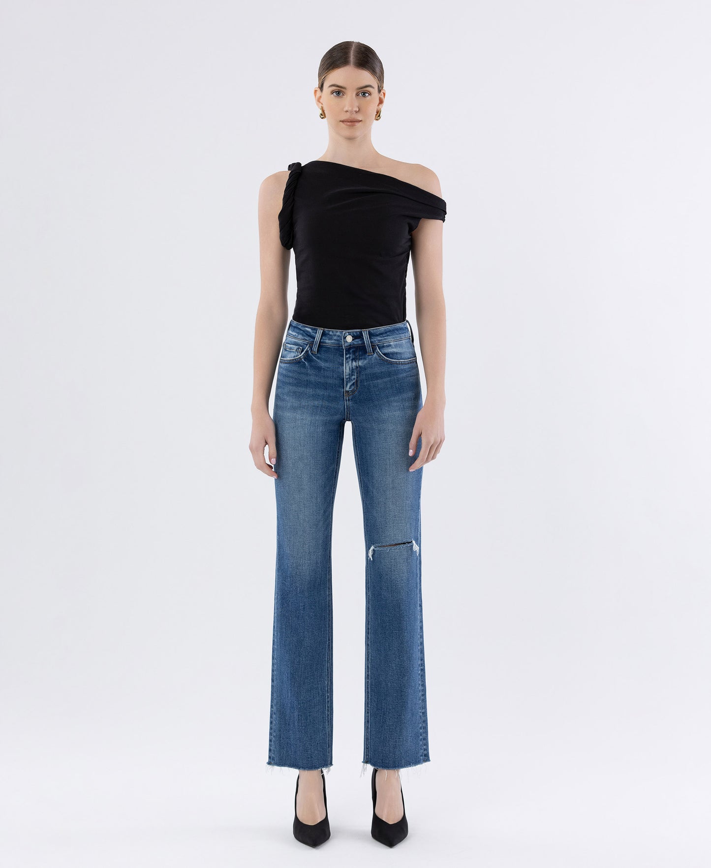 Midnight In Paris - High Rise Raw Hem Straight Jeans