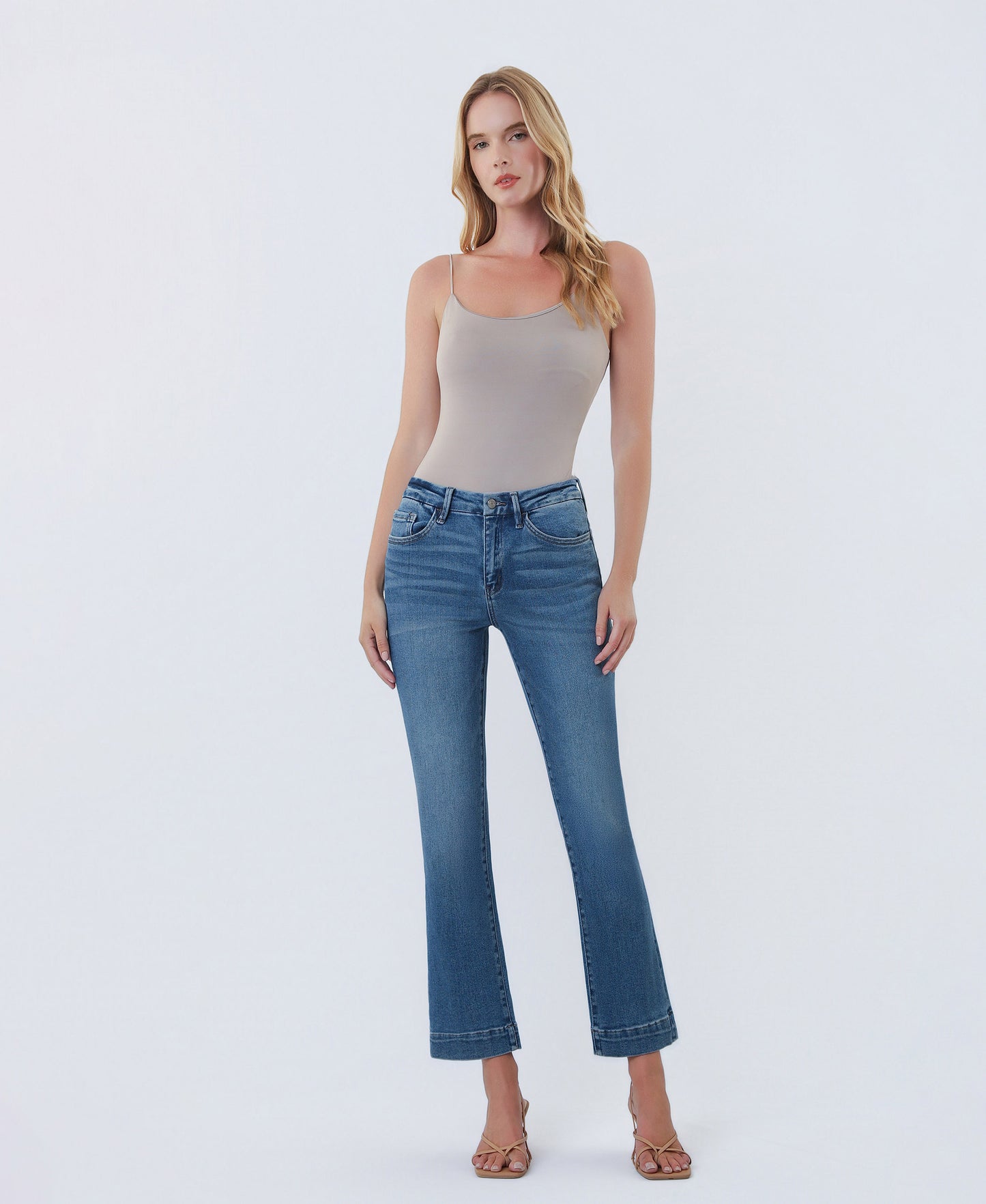 Front product images of Laurie - High Rise Seamless WB Trouser Hem Kick Flare Jeans