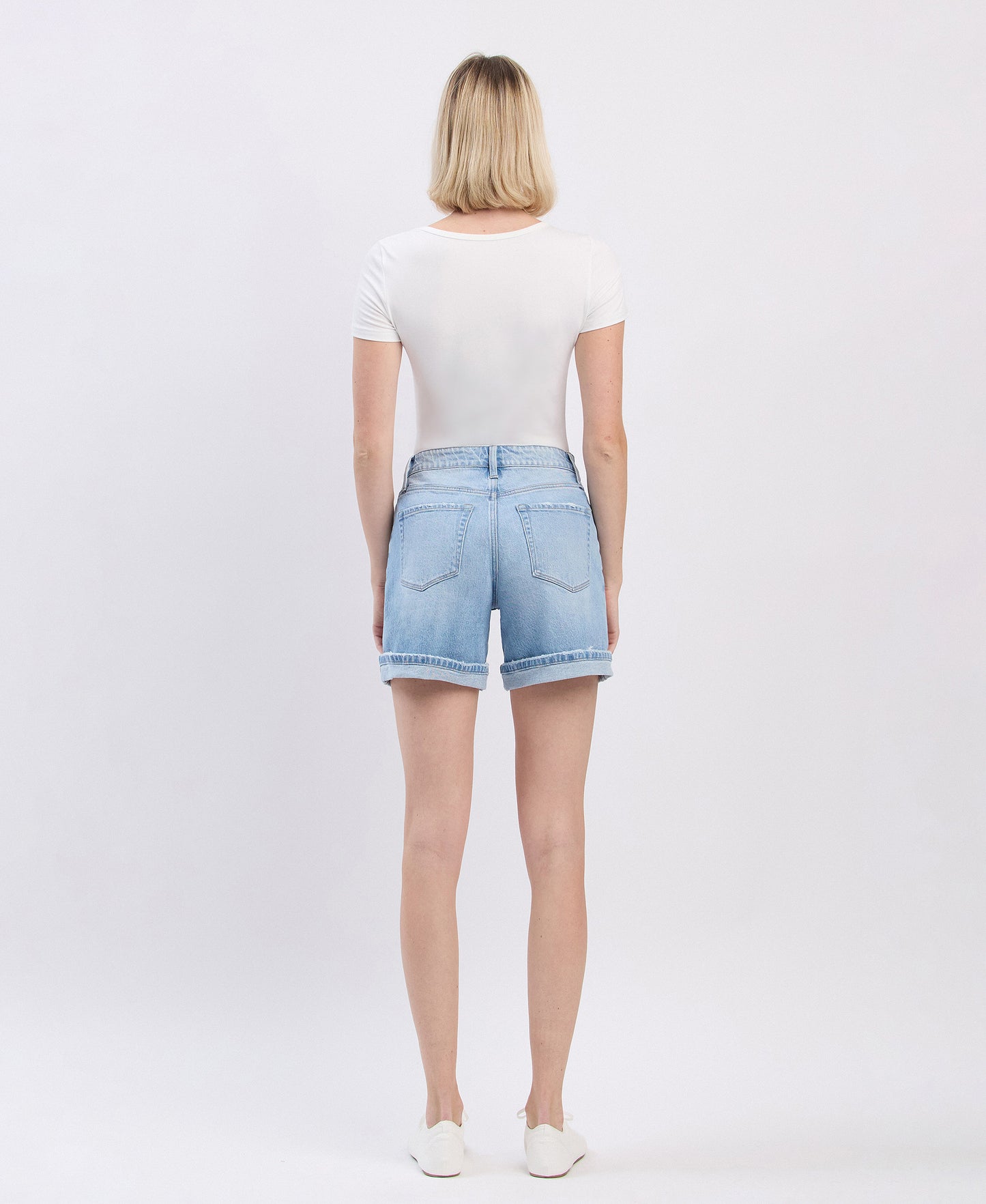 Back product images of Embrace - Super High Rise Midi Denim Shorts