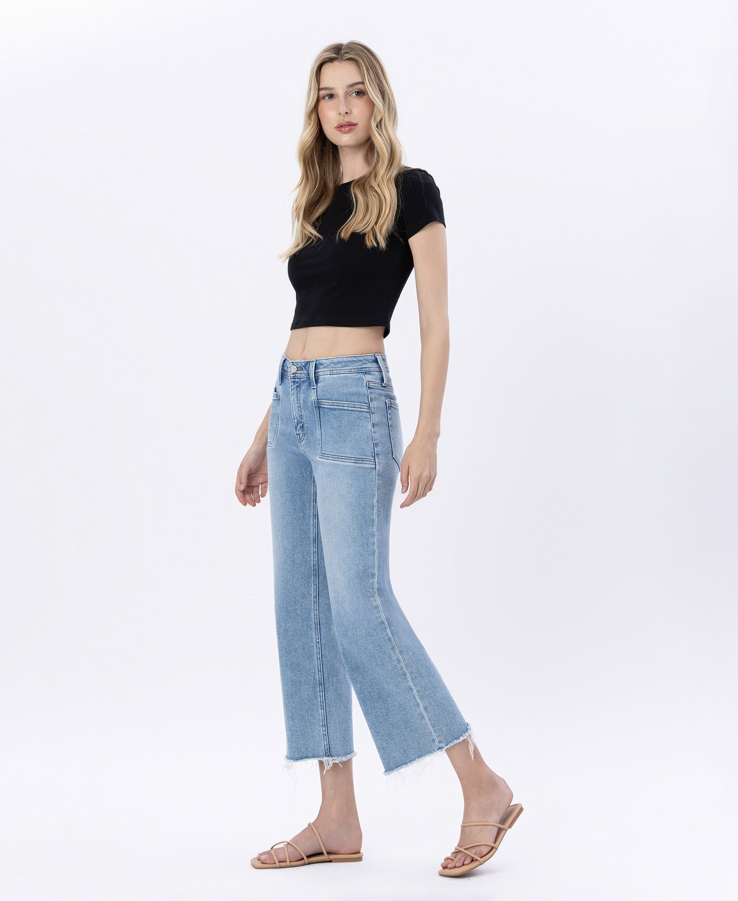 Left 45 degrees product image of Sunflower - High Rise Crop Slim Wide Leg Jeans