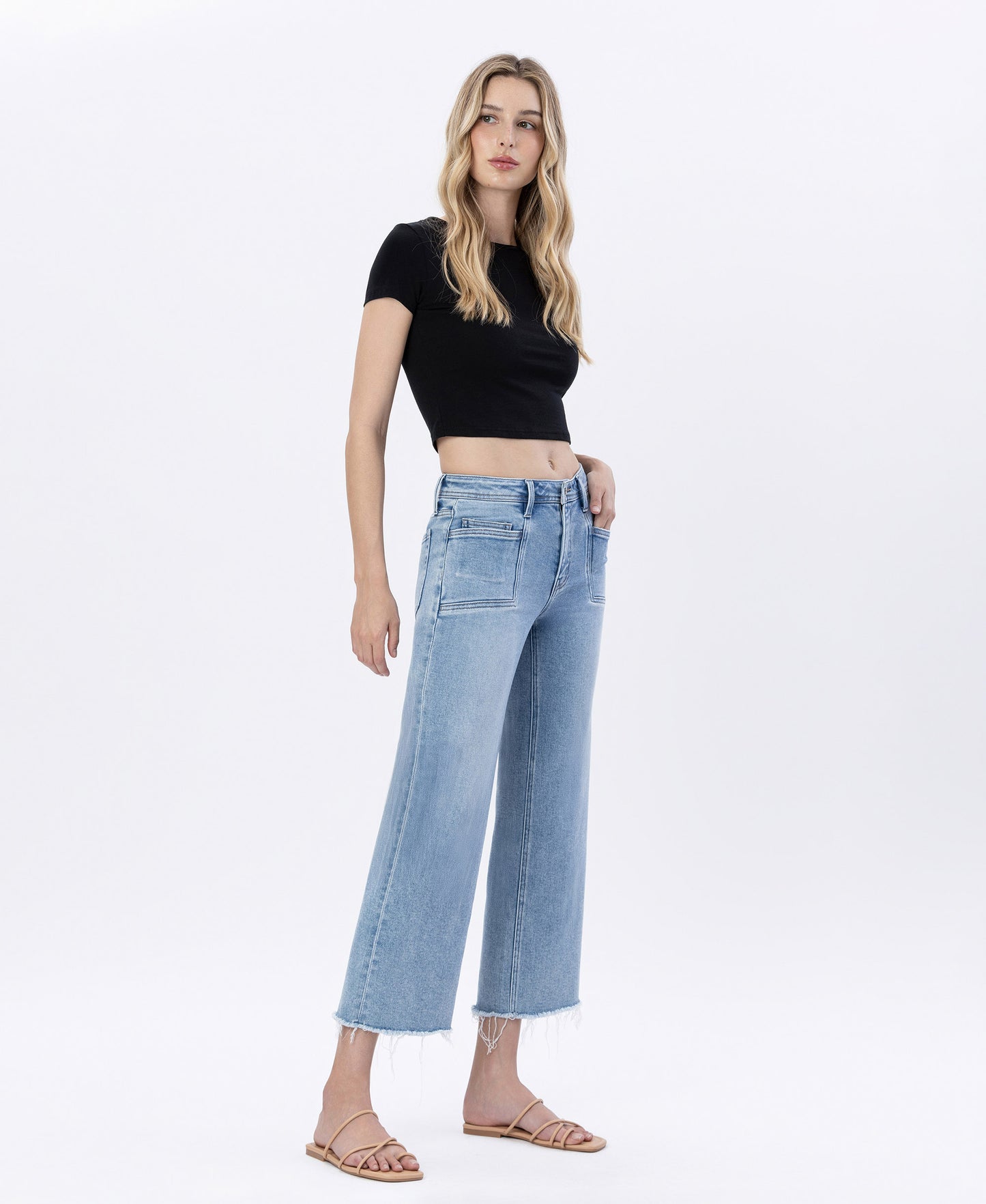 Right 45 degrees product image of Sunflower - High Rise Crop Slim Wide Leg Jeans