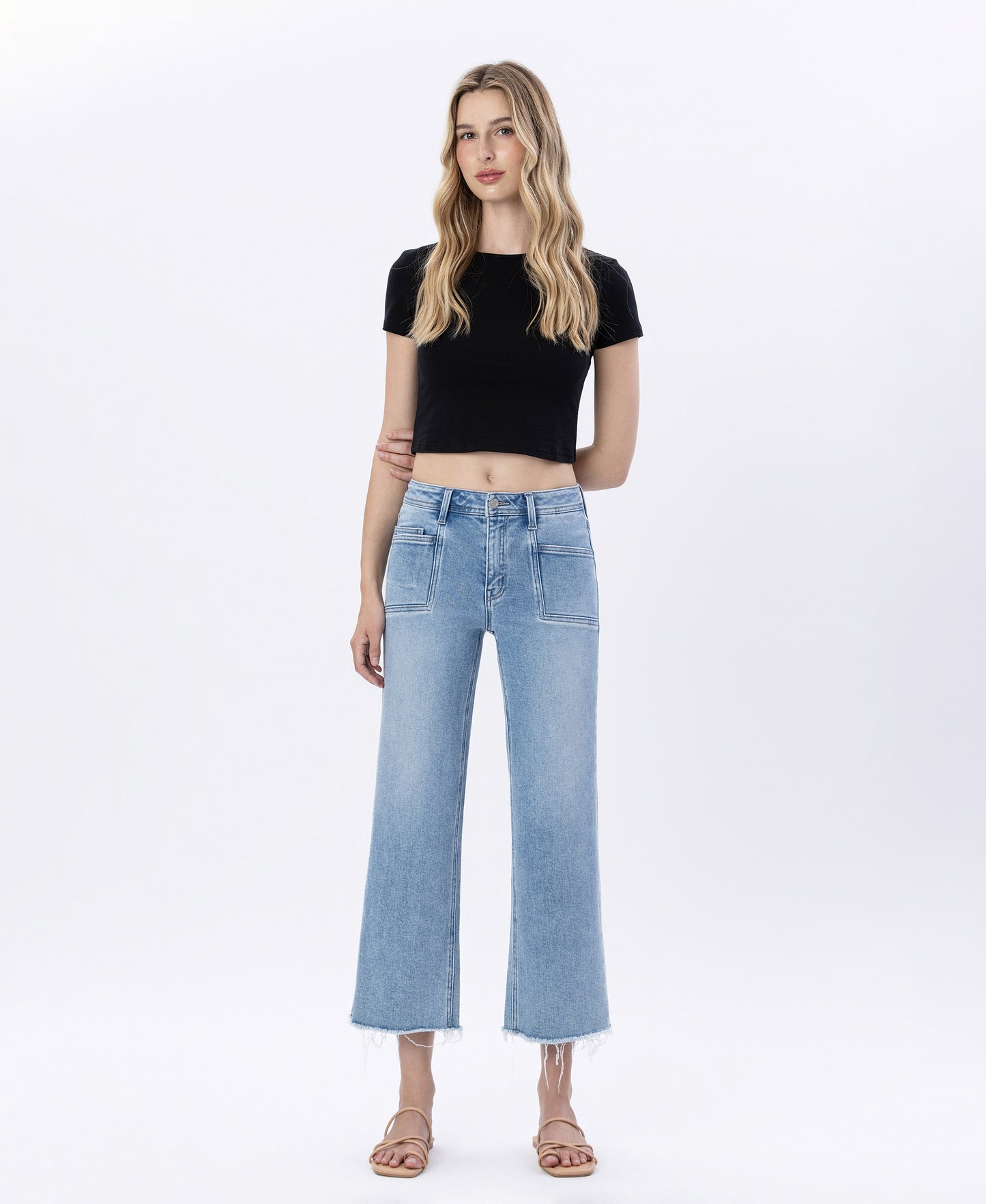 Front product images of Sunflower - High Rise Crop Slim Wide Leg Jeans