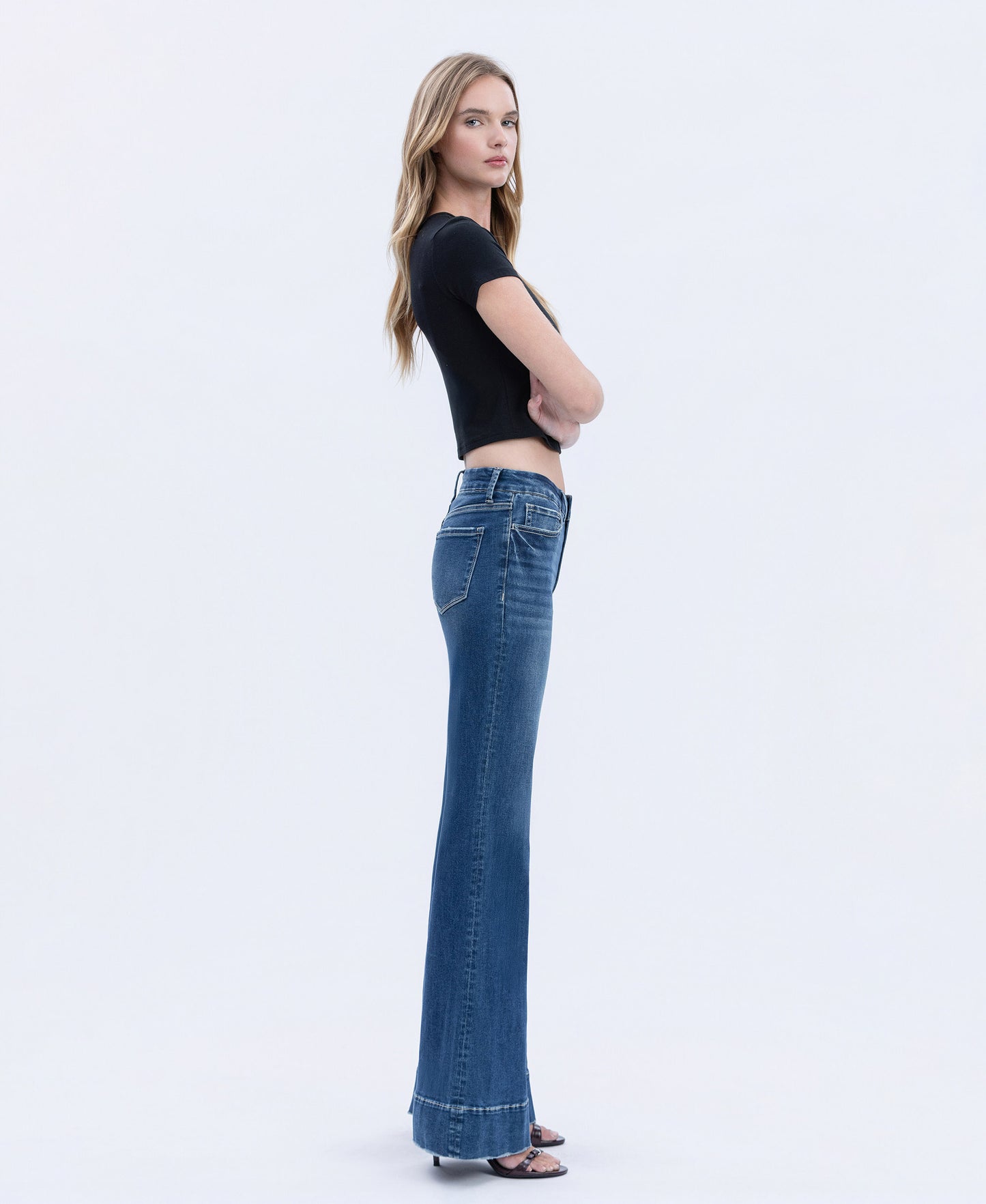Right side product images of Transparent - High Rise Seamless WB Trouser Hem Easy Flare Jeans